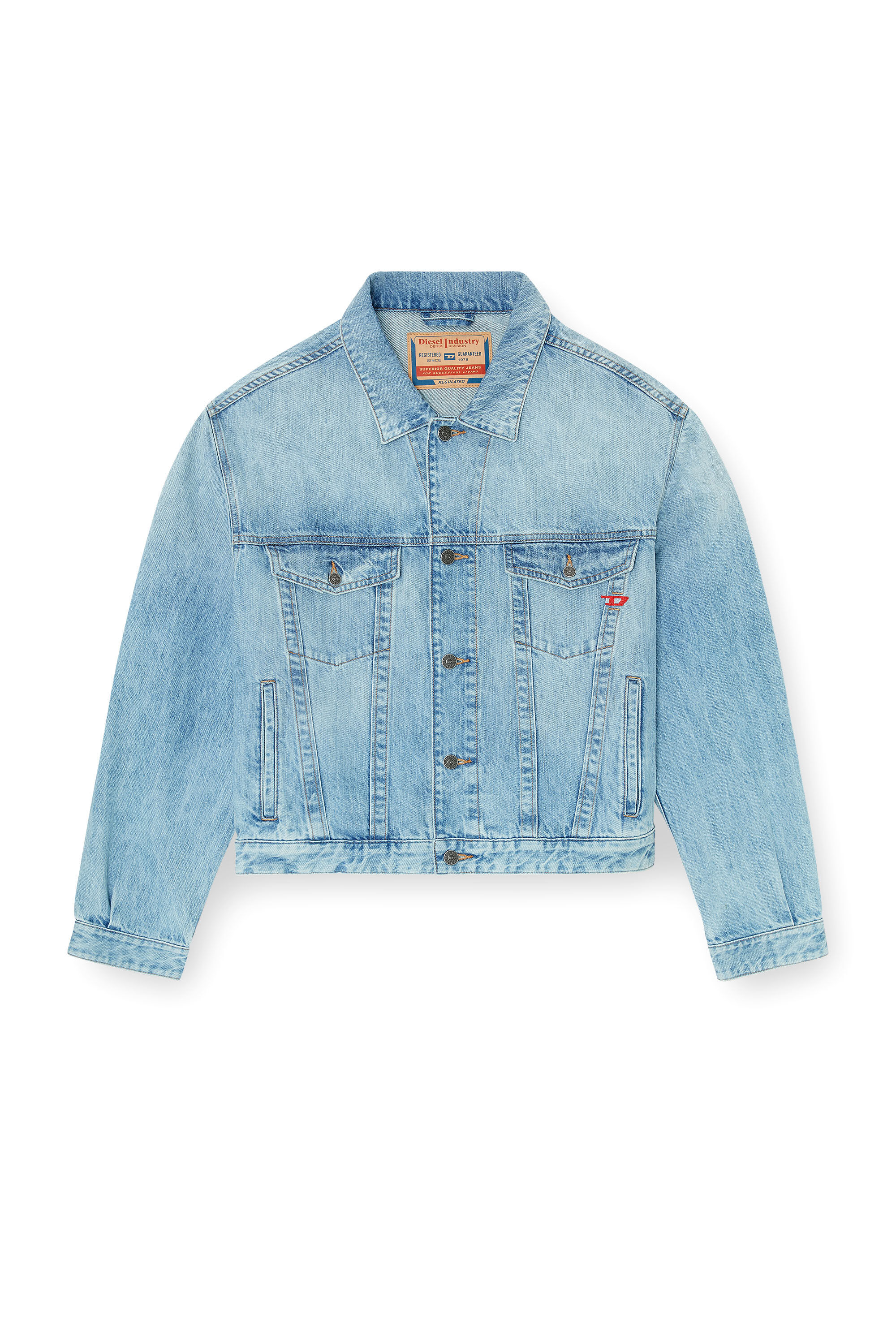 Diesel - D-RANGER, Unisex Trucker-Jacke aus denim in Hellblau - 2