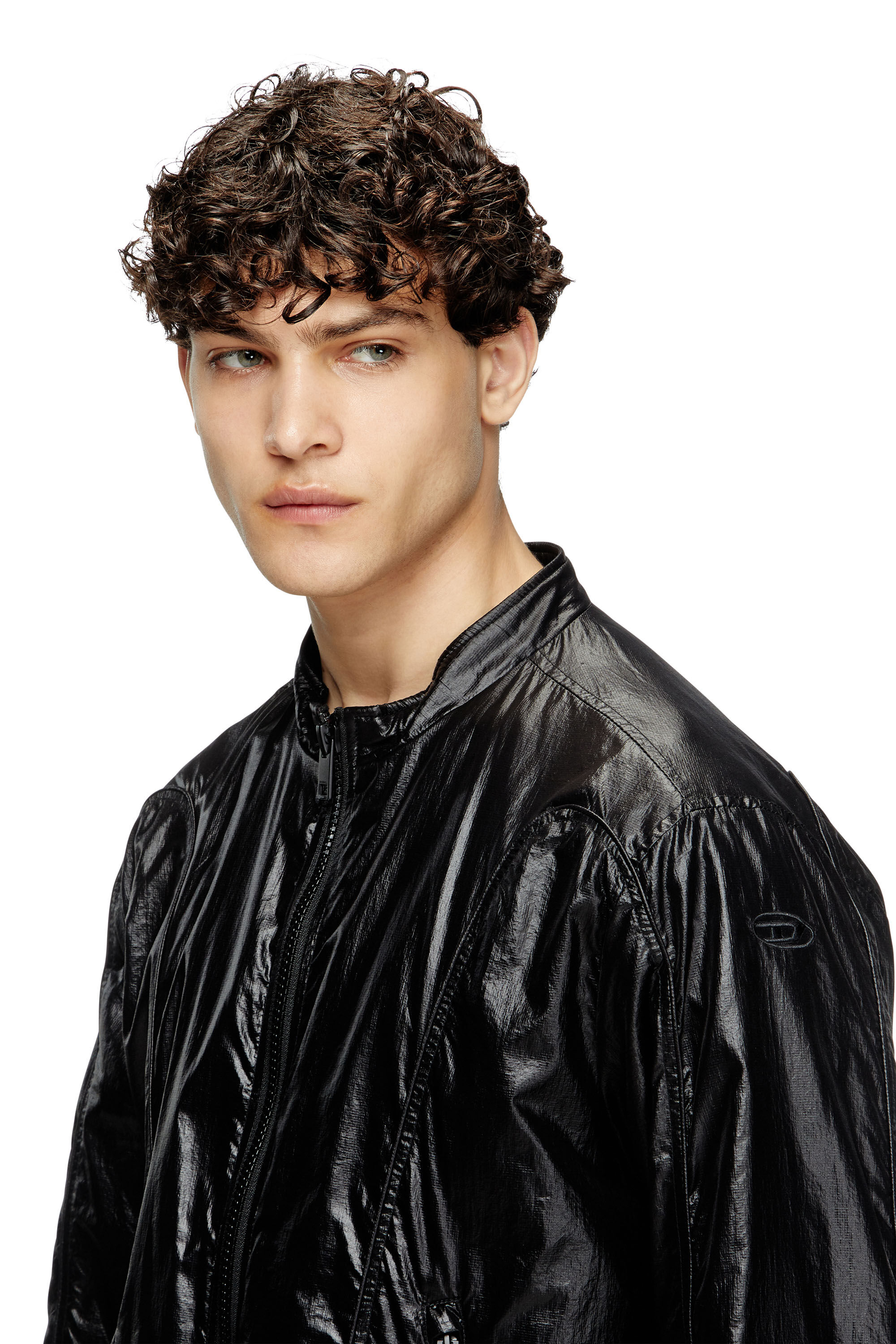 Diesel - J-CLAYS, Herren Biker-Jacke aus glänzendem Ripstop in Schwarz - 5
