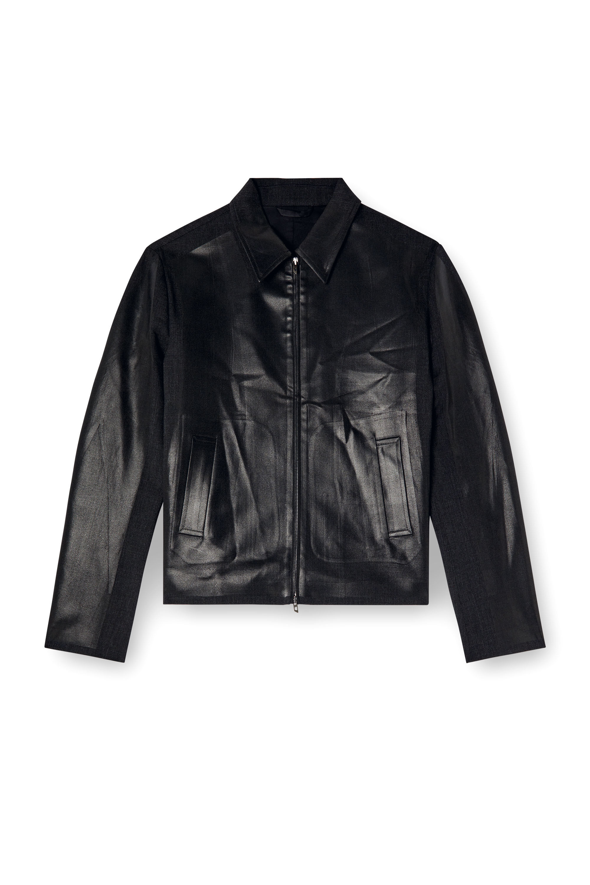 Diesel - J-KANE, Herren Coachjacke aus beschichteter Cool Wool in Schwarz - 2