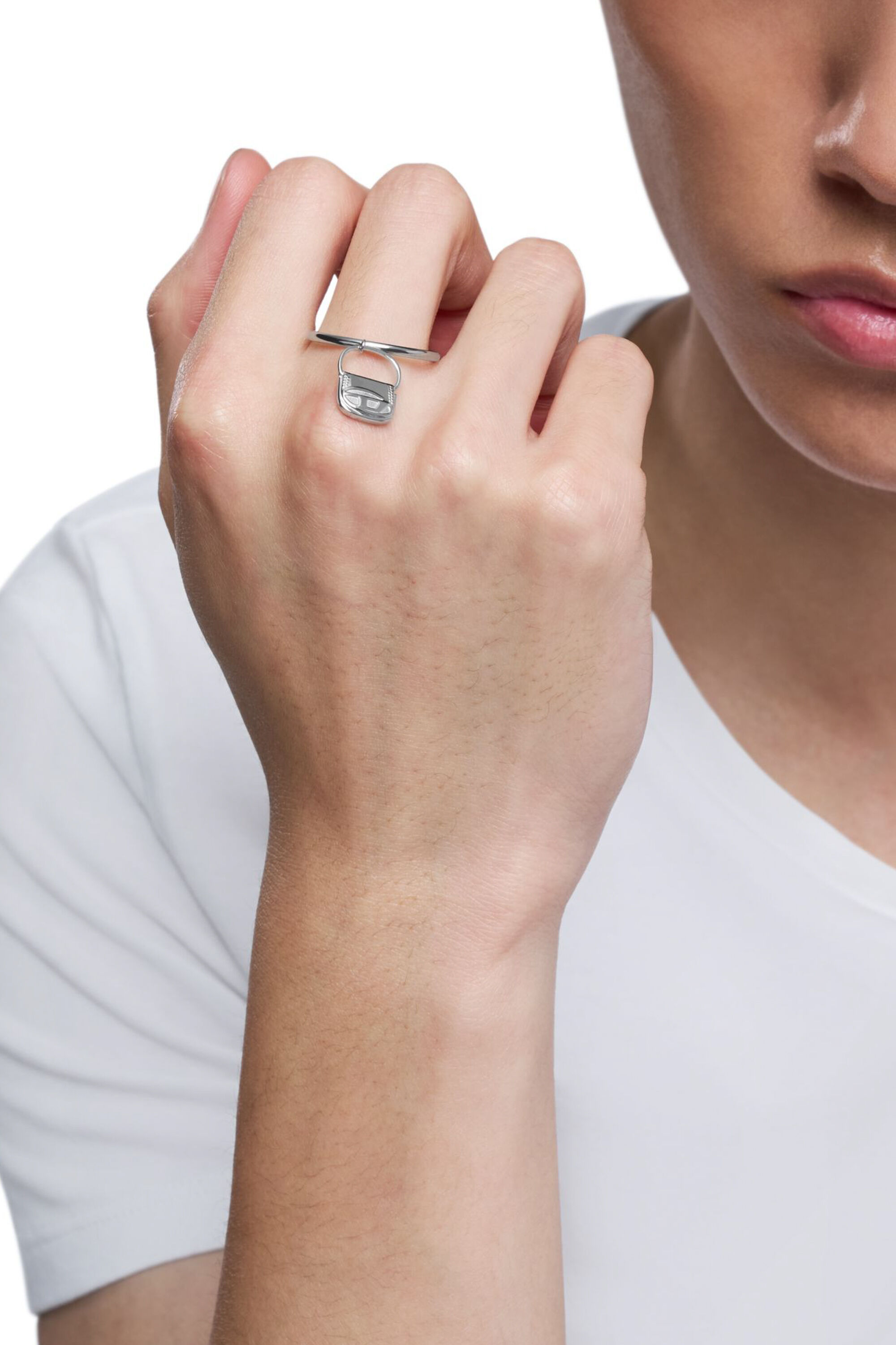 Diesel - DX1619040 JEWELLERY, Unisex Ring mit 1DR-Taschenanhänger aus Edelstahl in Silber - 6