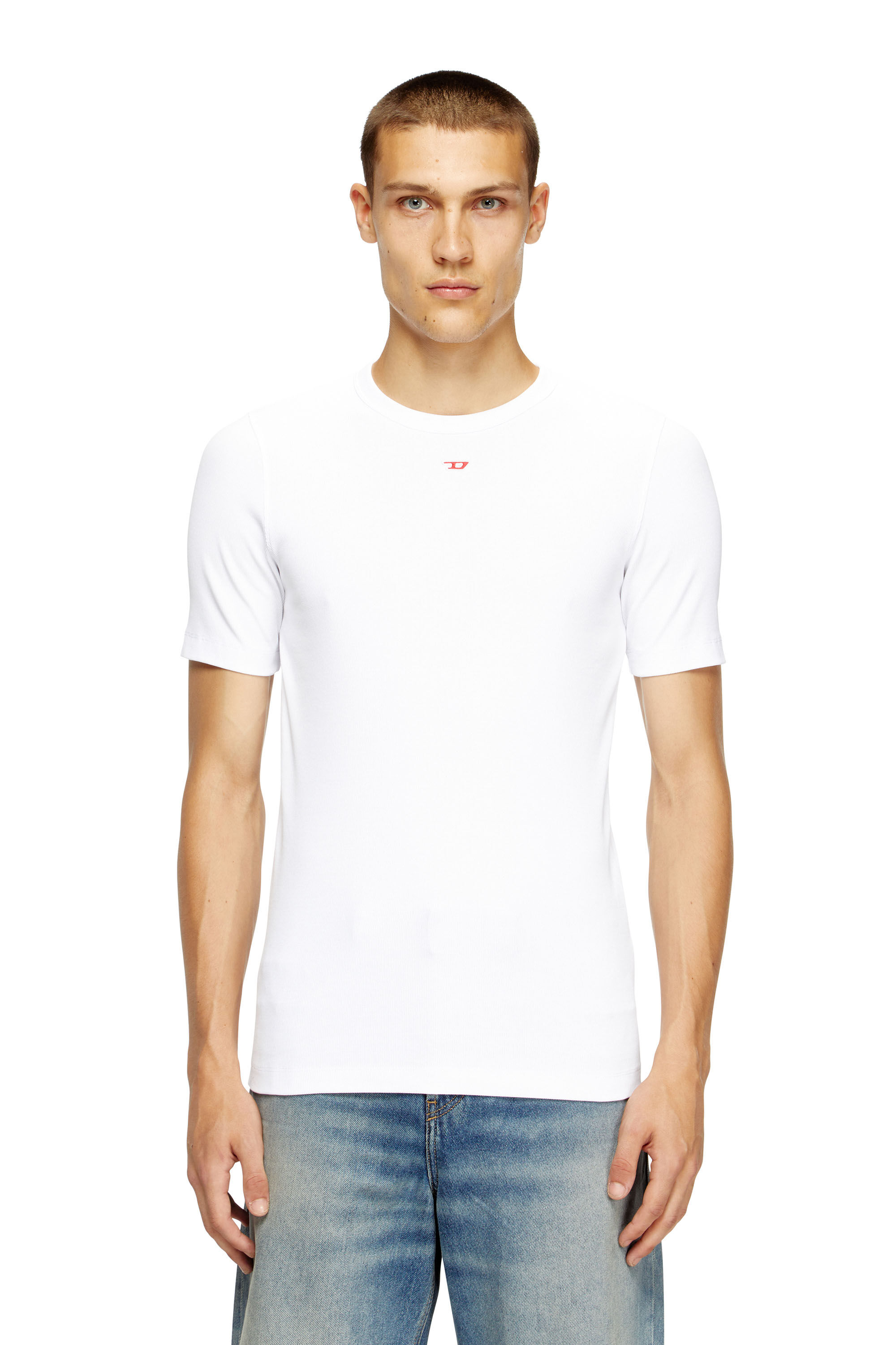 Diesel - D-RIBBER-N, Man's T-shirt with D patch in White - 3