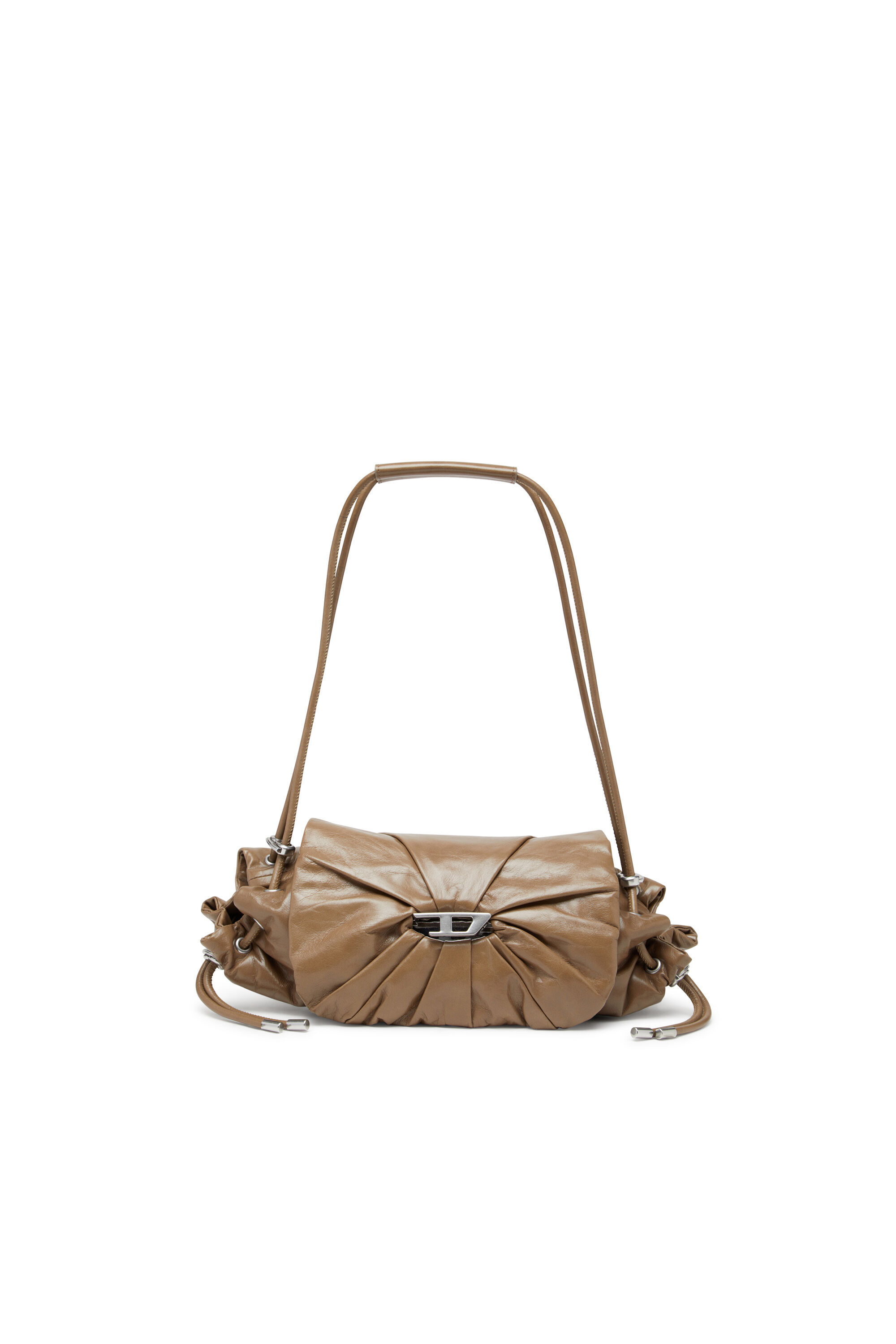 Diesel - SCRUNCH-D SHOULDER S, Damen Scrunch-D S-Schultertasche aus Knitter-Leder in Braun - 1