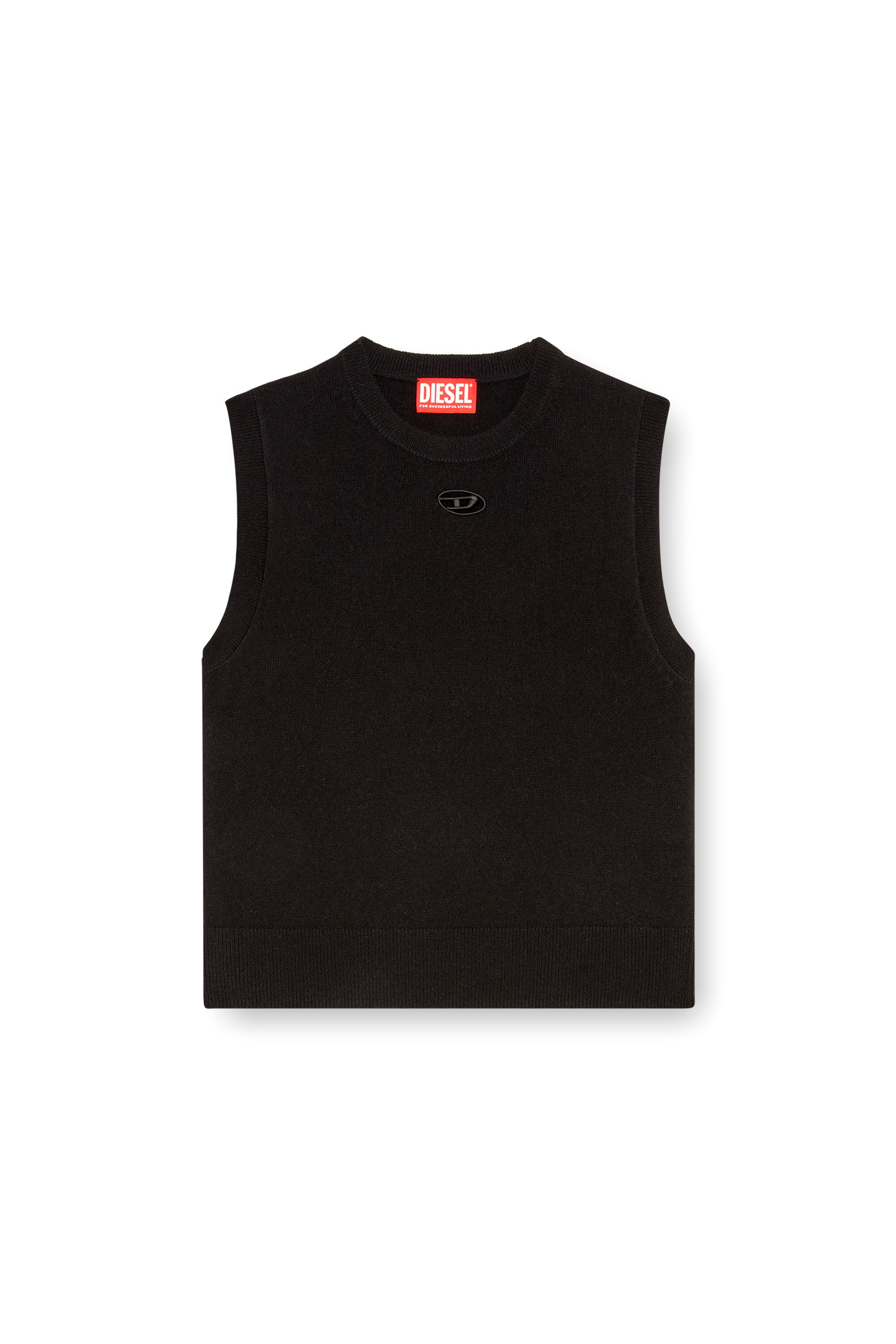 Diesel - M-ARGA-SL, Woman Cropped vest in wool and cashmere knit in Black - Image 2