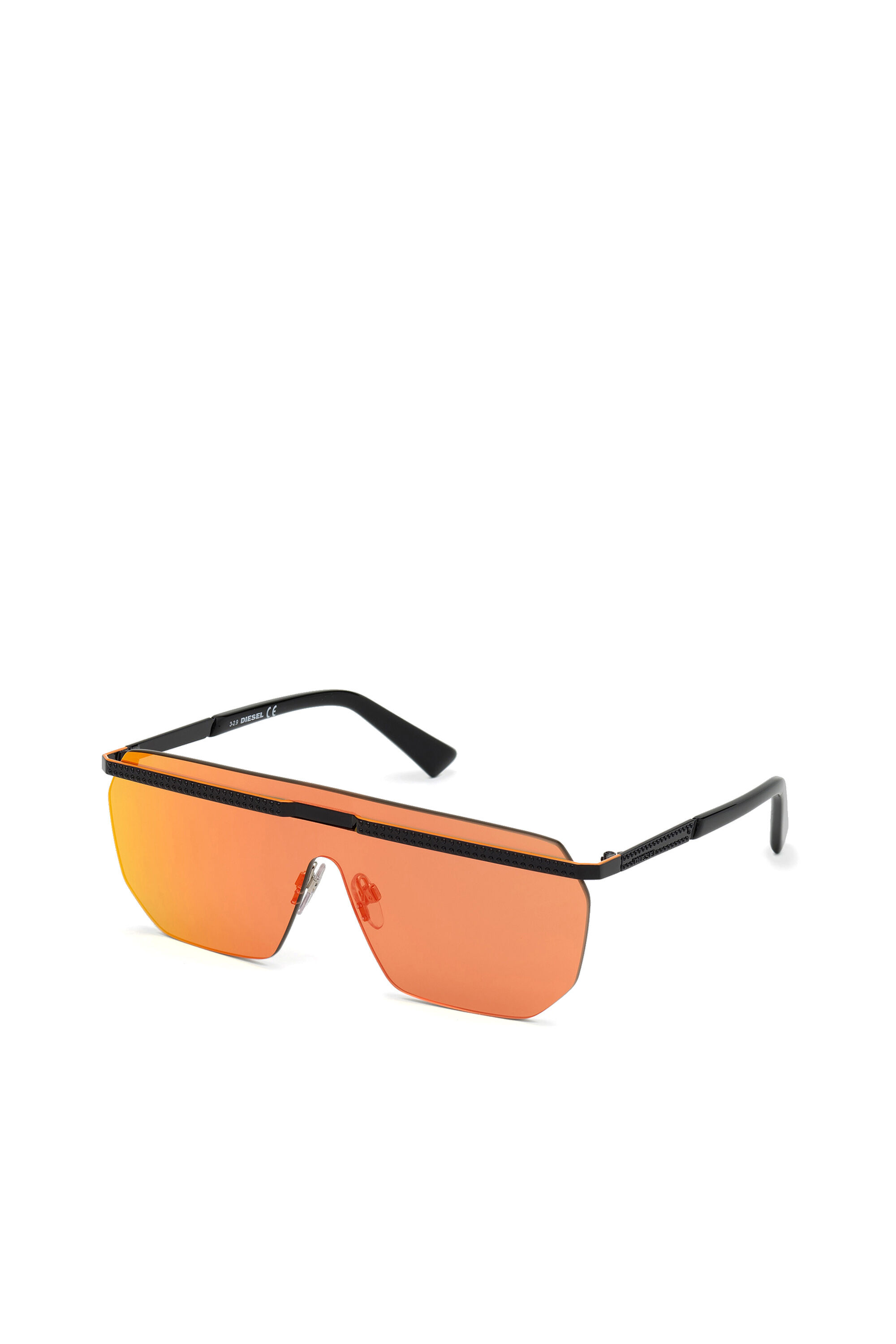 Diesel - DL0259, Unisex Unisex-Brille im umlaufenden Design mit Gläsern aus grob geschnittenem Nylon in Orange/Schwarz - 2