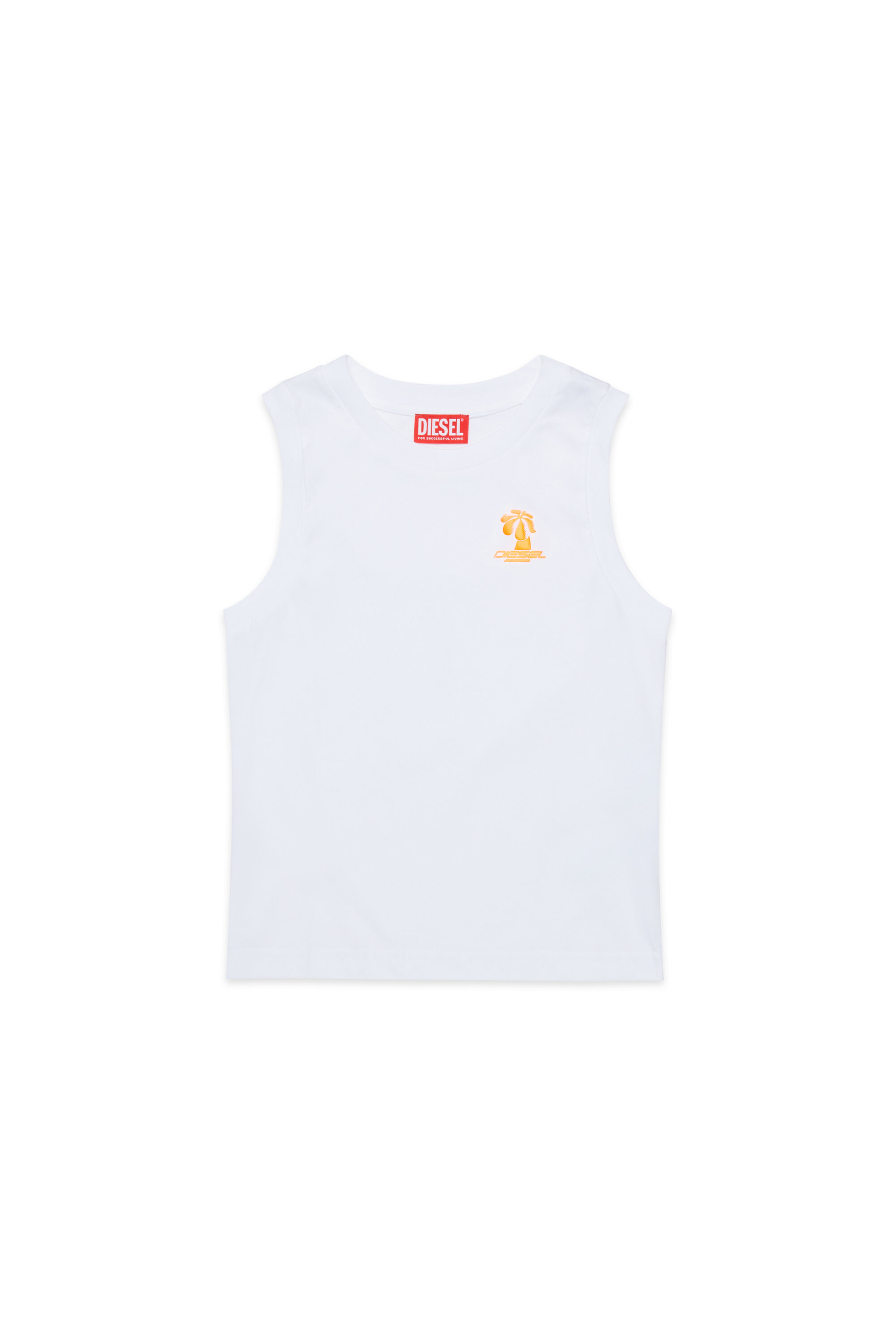 Diesel - MTDENP, Herren Tanktop mit neonfarbenem Palmen-Logo in Weiß - 1