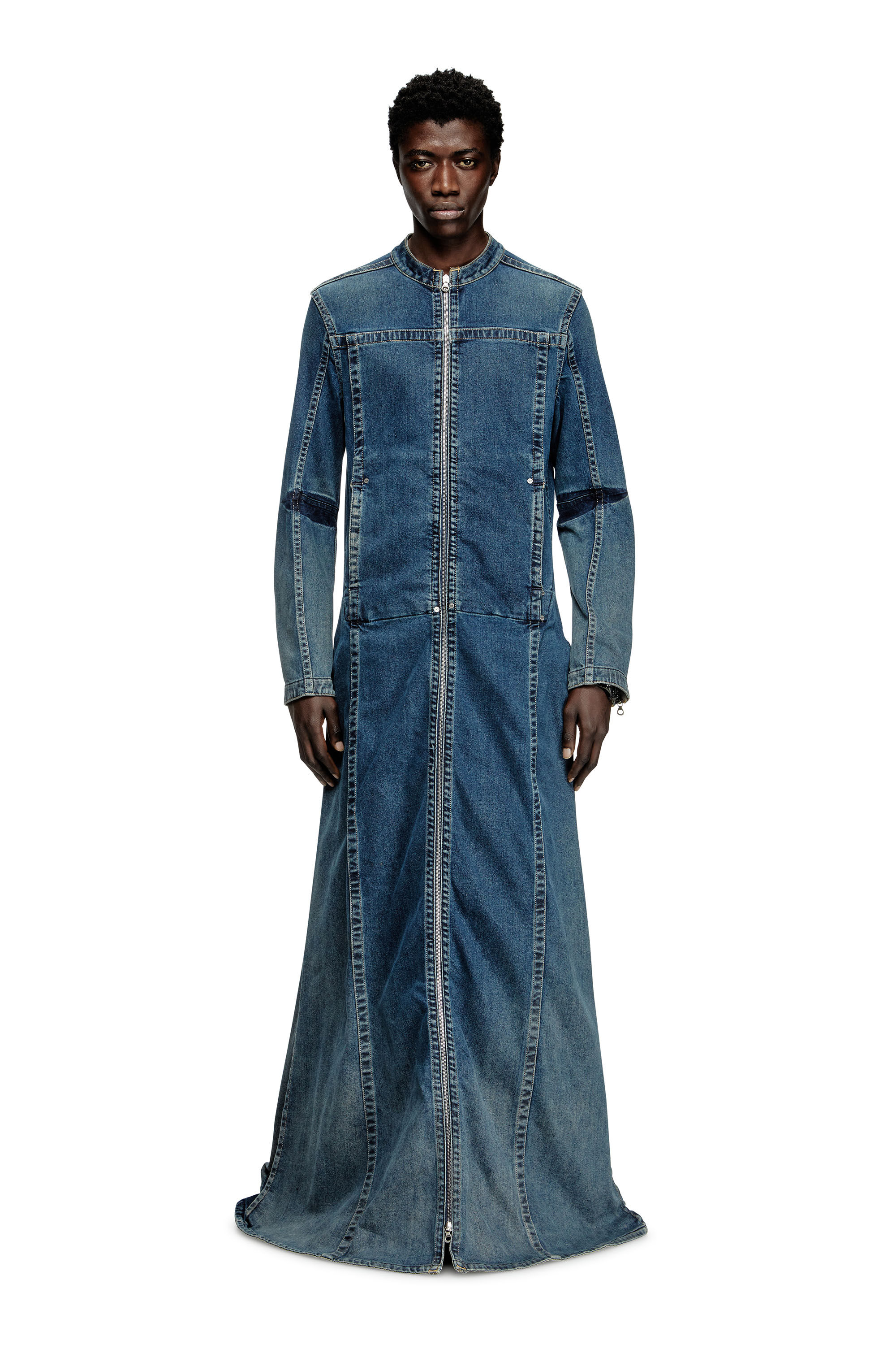 Diesel - D-JORGE-RE-FSG, Herren Extrem-Mantel aus Rehab-Denim in Mittelblau - 1
