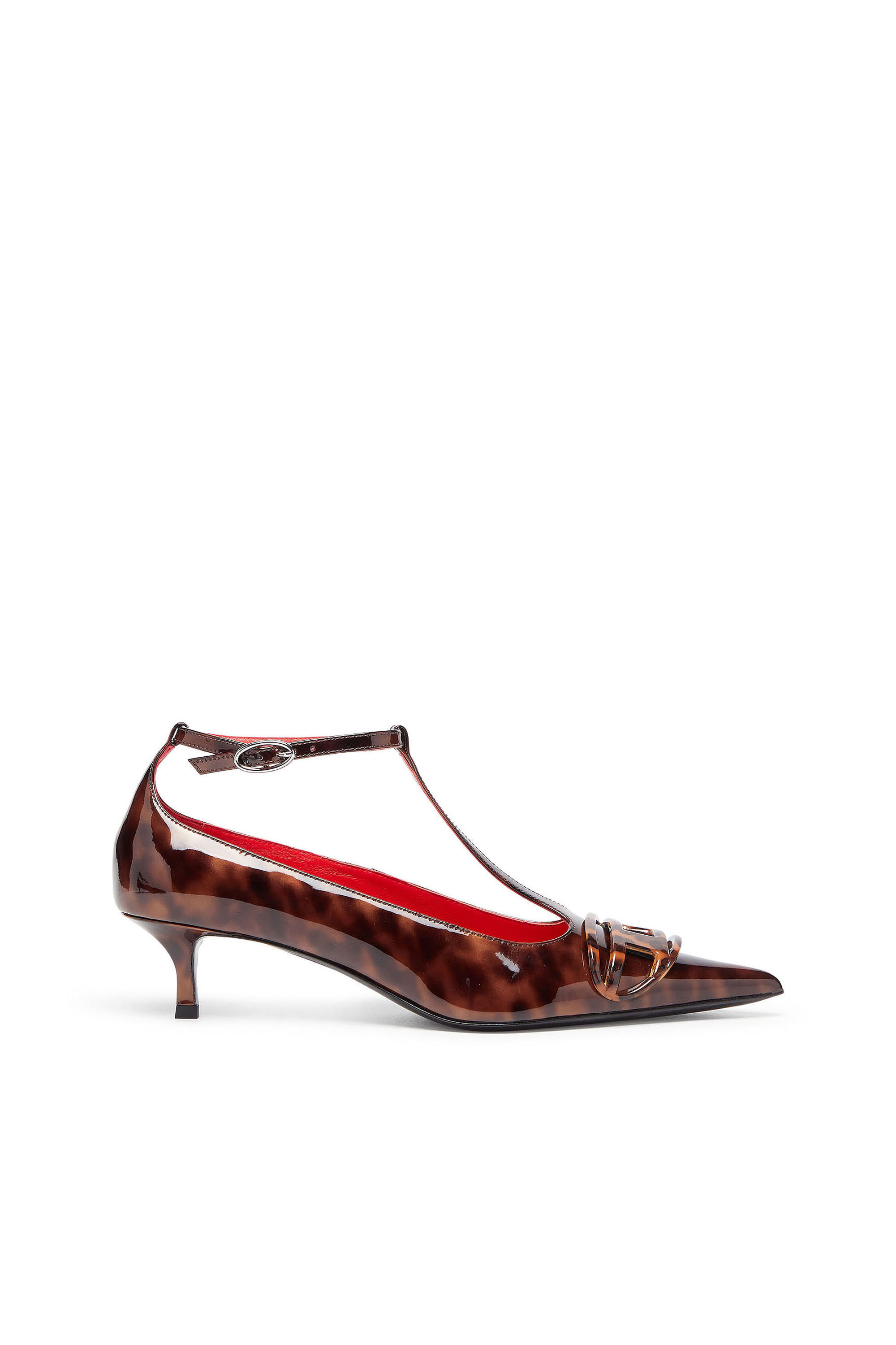 Diesel - D-VENUS KITTIE T-BAR, Damen D-Venus - Patent Leopard T-Bar Pumps in Braun - 1
