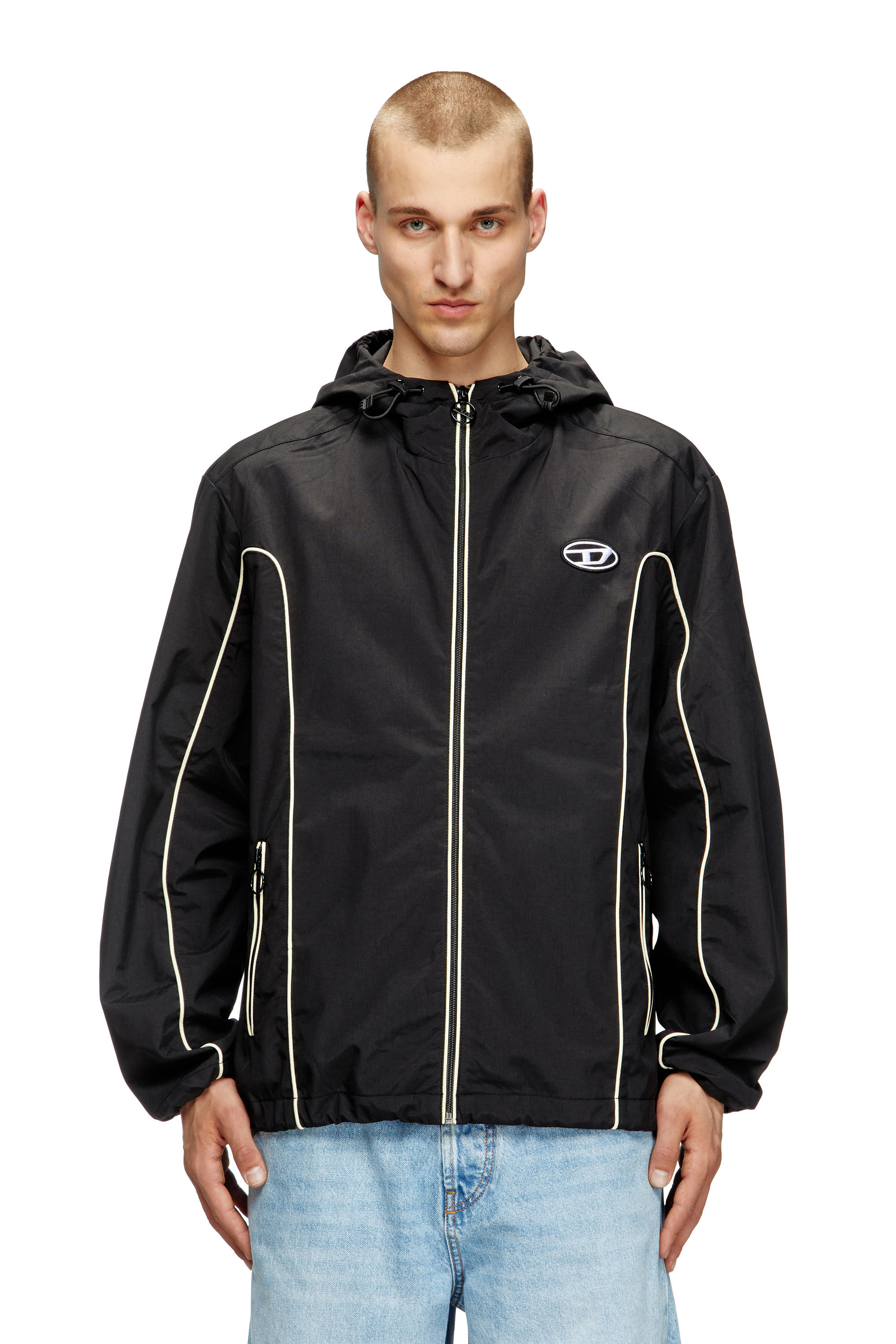 Diesel - J-HIVES, Herren Windjacke mit Kontrastpaspelierung in Schwarz - 3