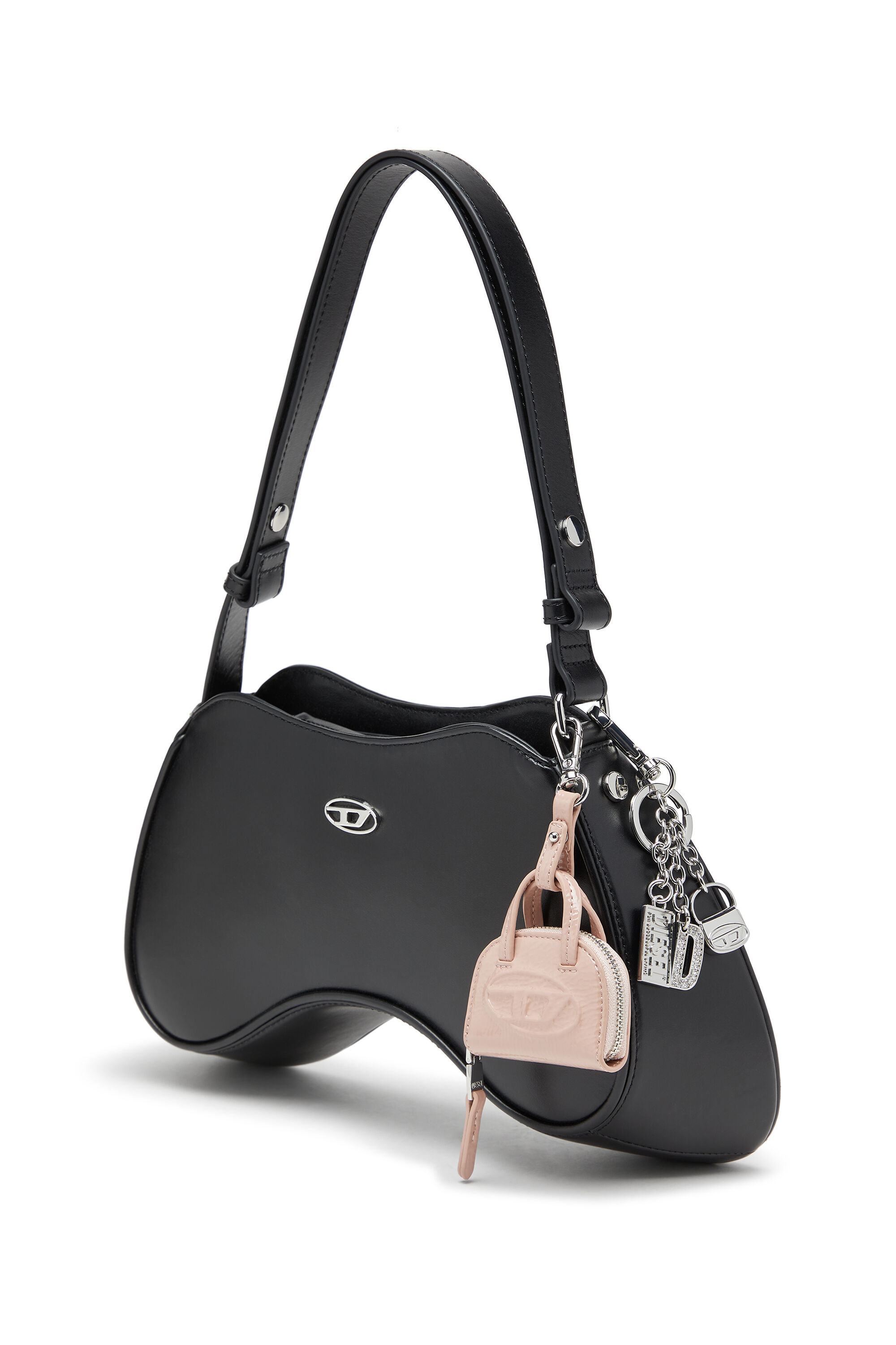 Diesel - PLAY SHOULDER, Damen Play-Schultertasche aus semiglänzendem Leder in Schwarz - 6