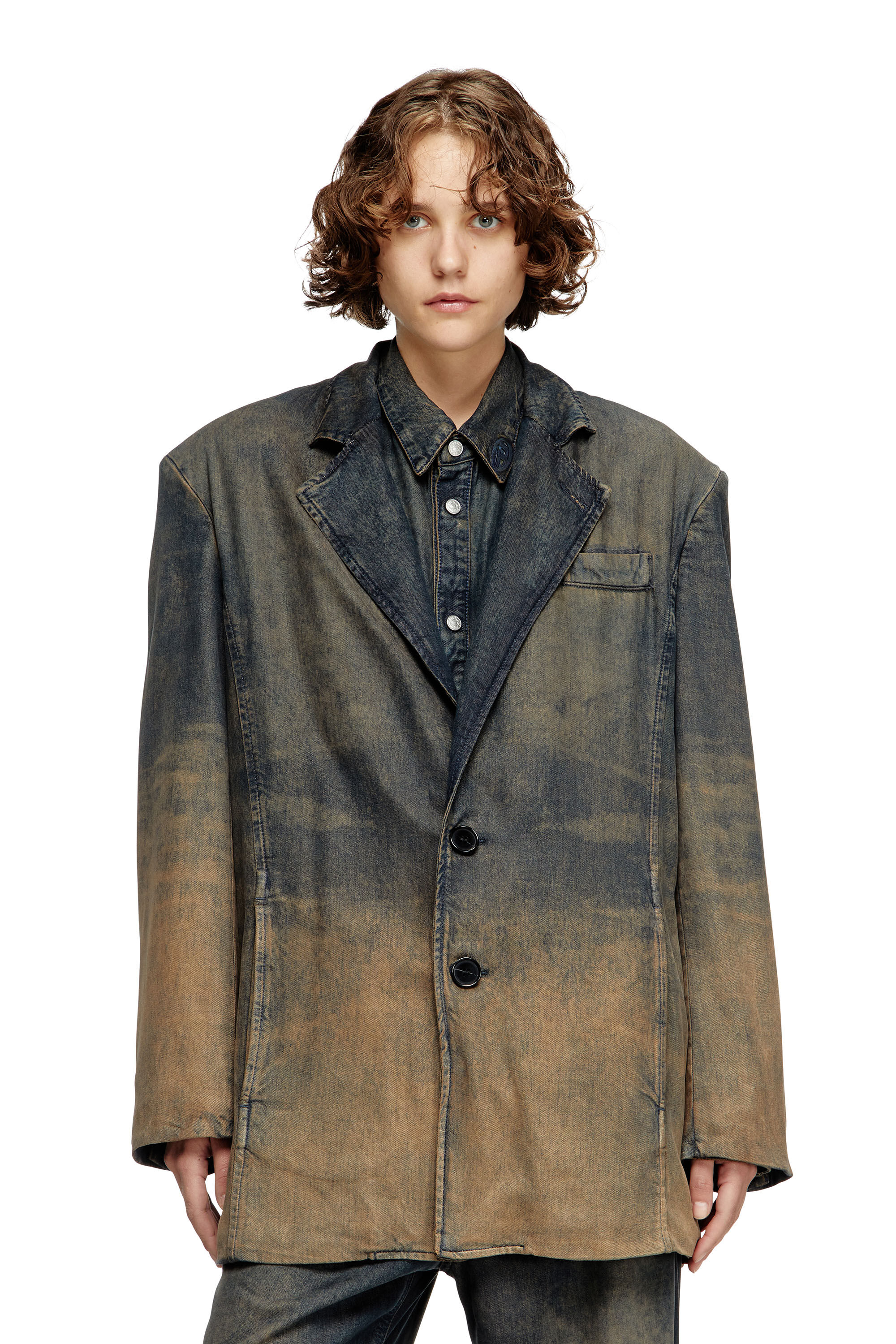 Diesel - D-REG-S, Unisex Blazer aus nuanciert fließendem Denim in Dunkelblau - 6