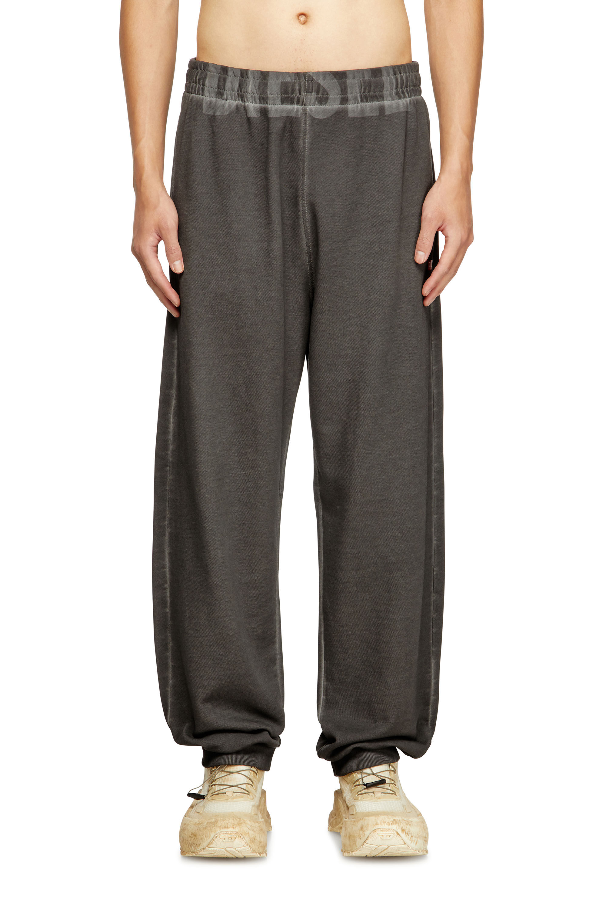 Diesel - P-MARKY-CUFF-T1, Man's Cotton joggers with drawstring waist in Dark grey - 3