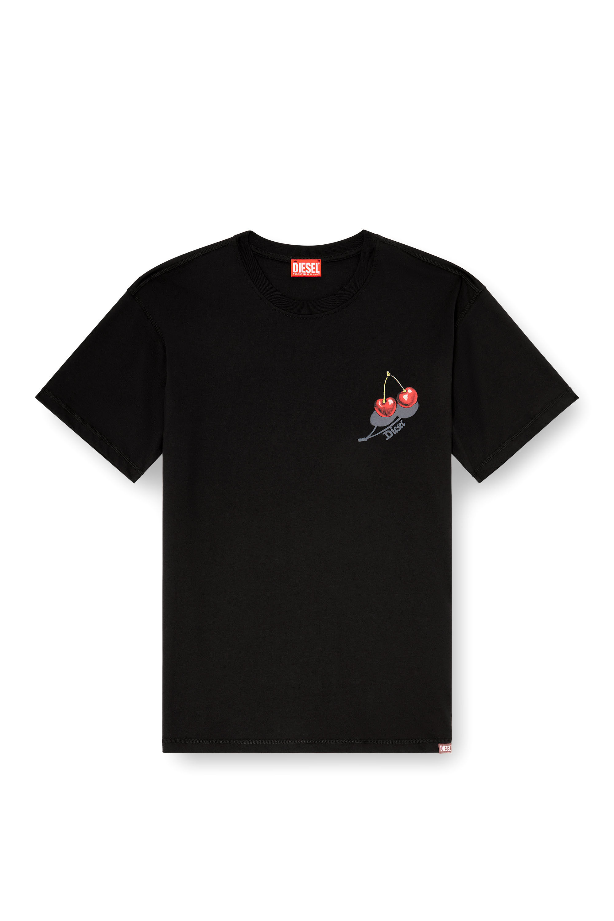 Diesel - SV-T-NORM-CHER, Unisex Baumwoll-T-Shirt mit Kirschmotiv in Schwarz - 2