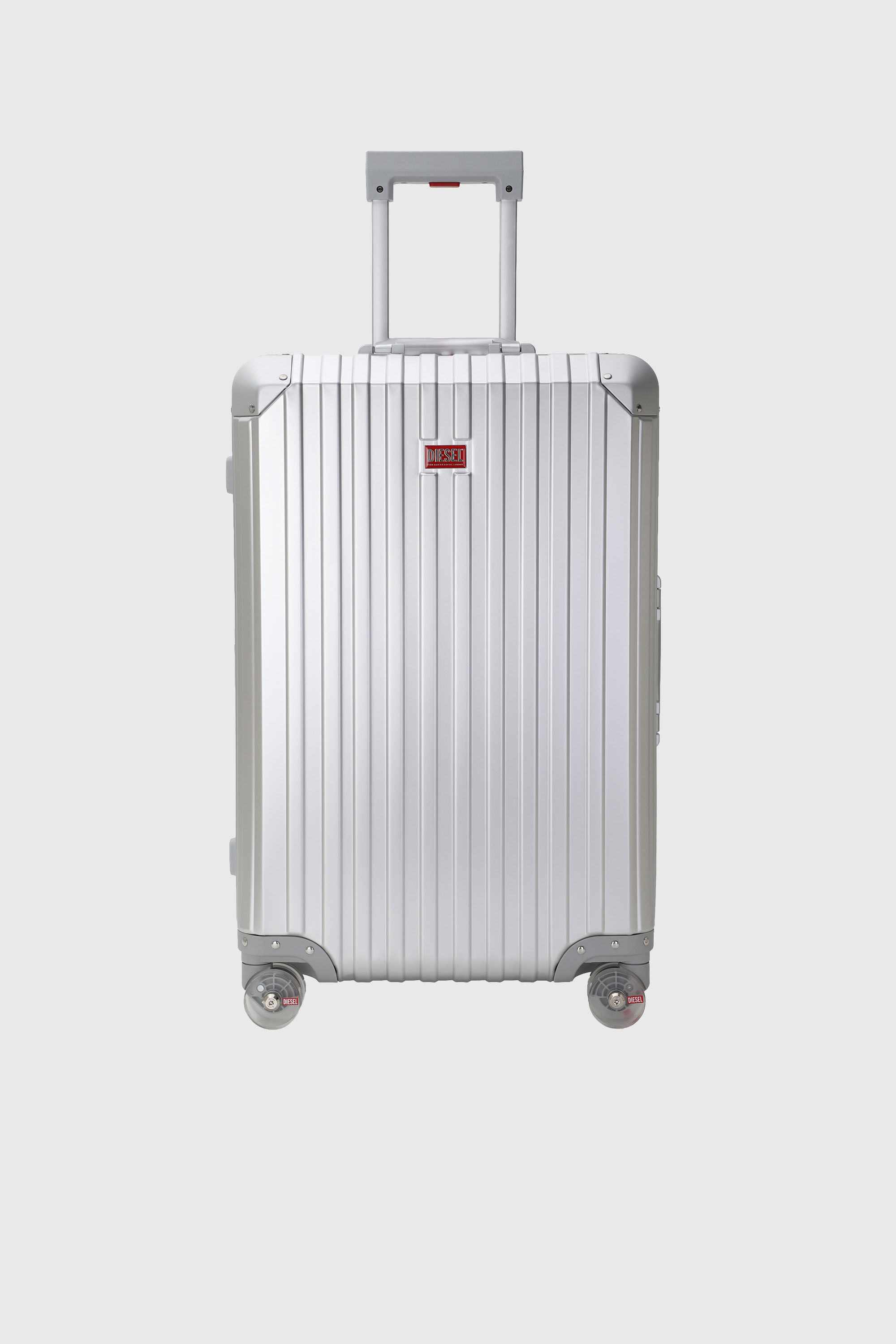 Diesel - DIESEL ALUMINUM TROLLEY- DSL002, Unisex Koffer aus Aluminium Gr&ouml;&szlig;e M in Silber - 1
