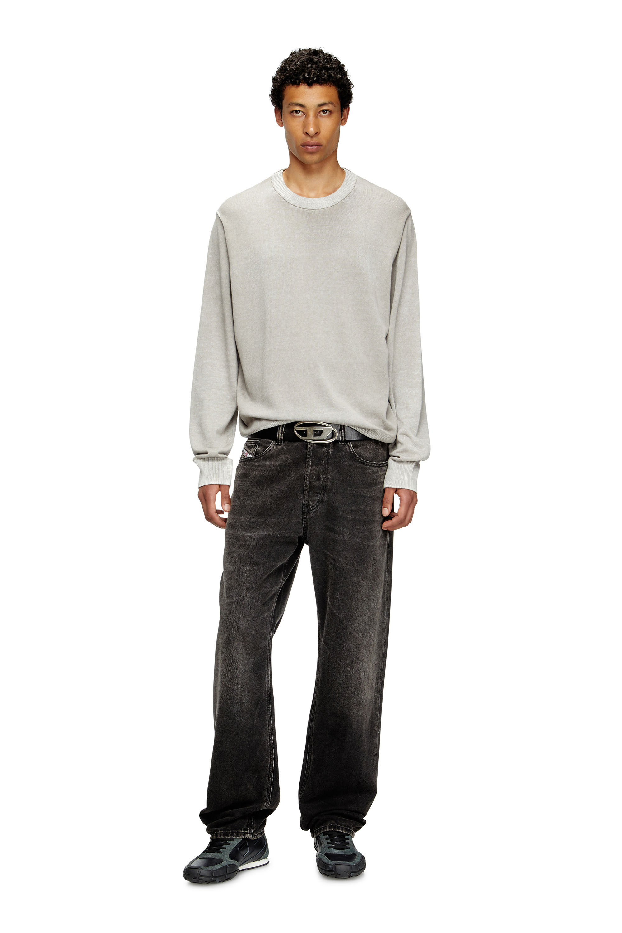 Diesel - K-LARENCE-B, Herren Pullover aus Baumwolle mit Innen-Print in Hellgrau - 1