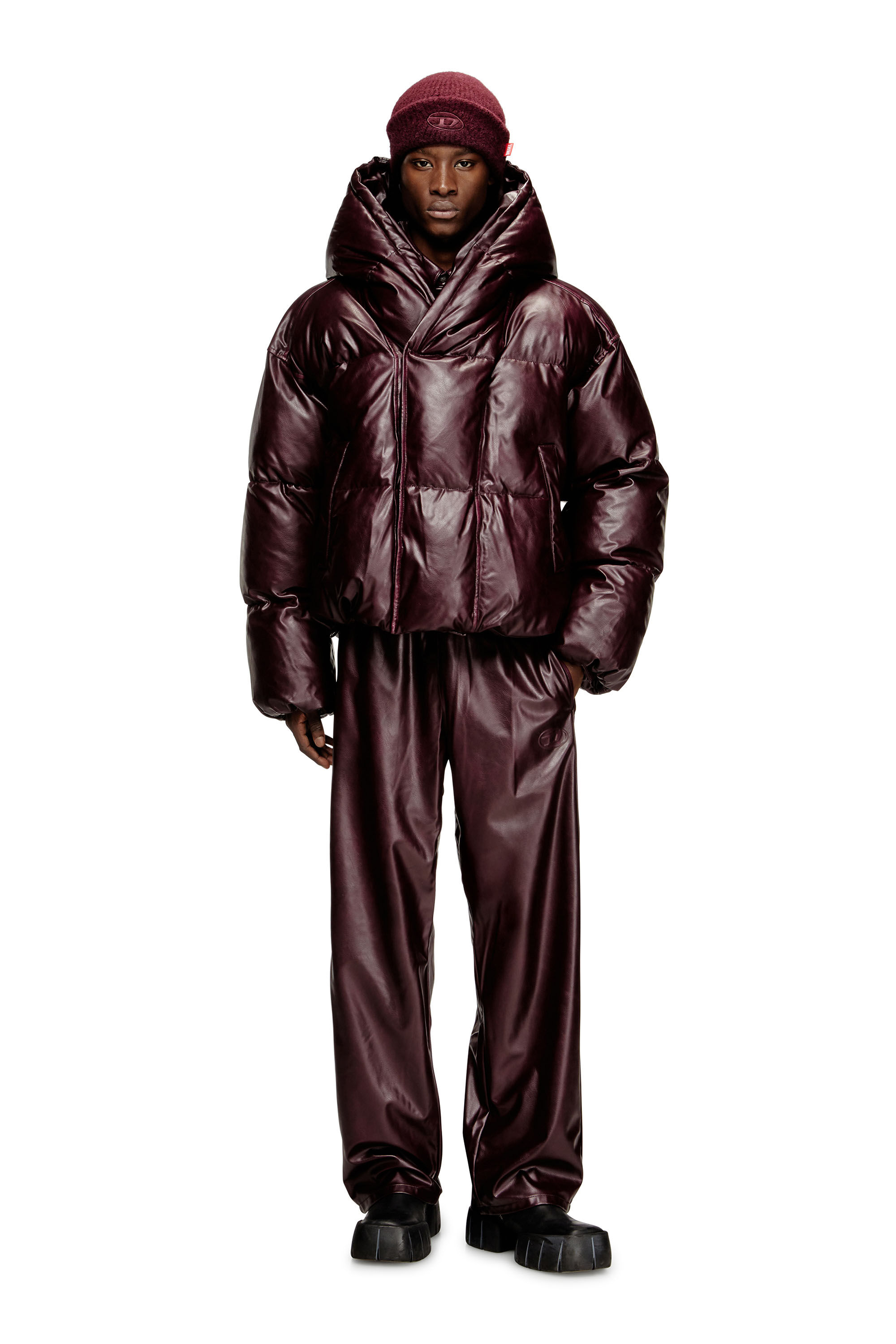 Diesel - FR-K-LOLLO-HAT, Unisex Burgunderrote M&uuml;tze mit Oval D-Stickerei in Burgunderrot - 4