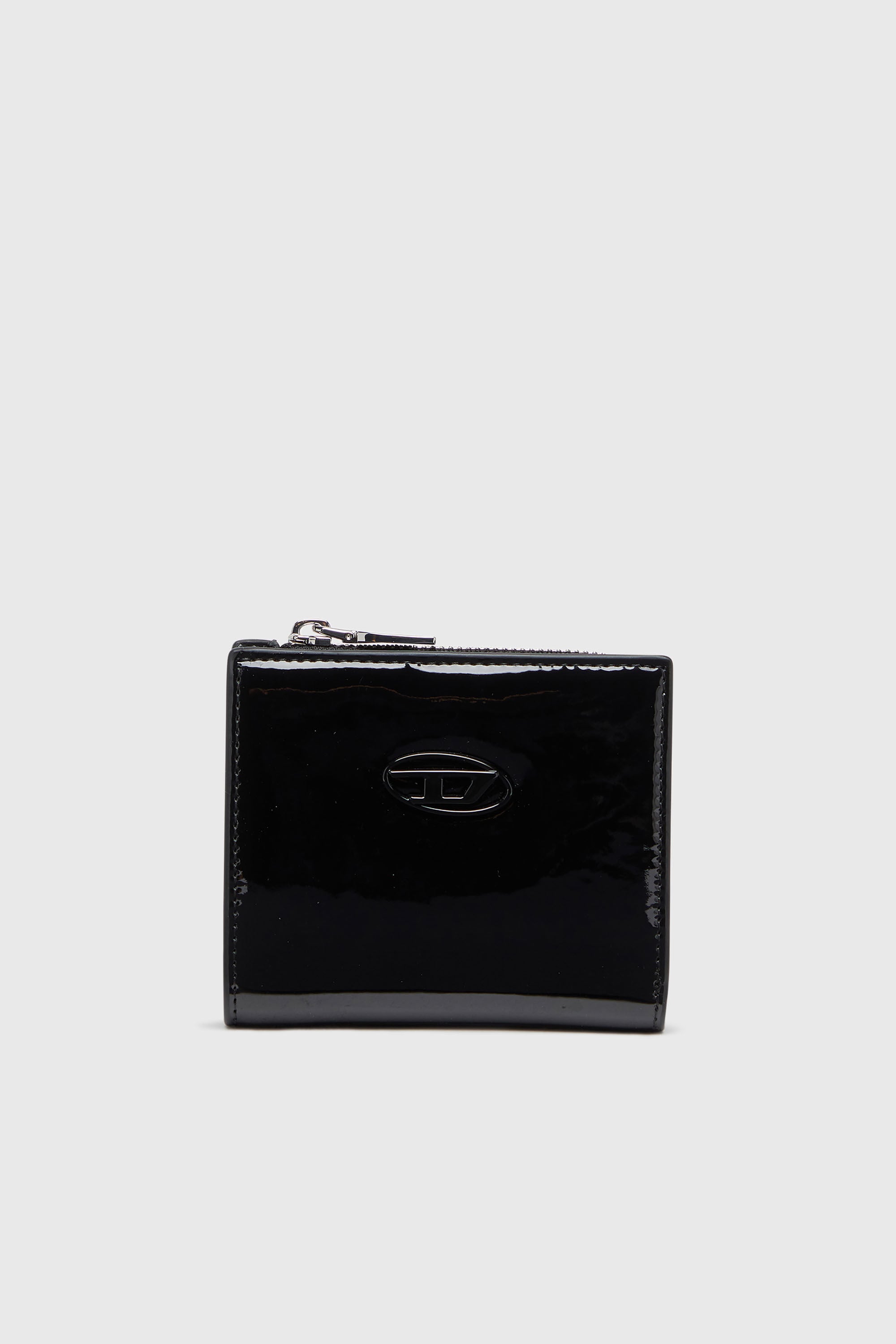 Diesel - PLAY BI FOLD ZIP L, Damen Faltportemonnaie aus gl&auml;nzendem PU in Schwarz - 1