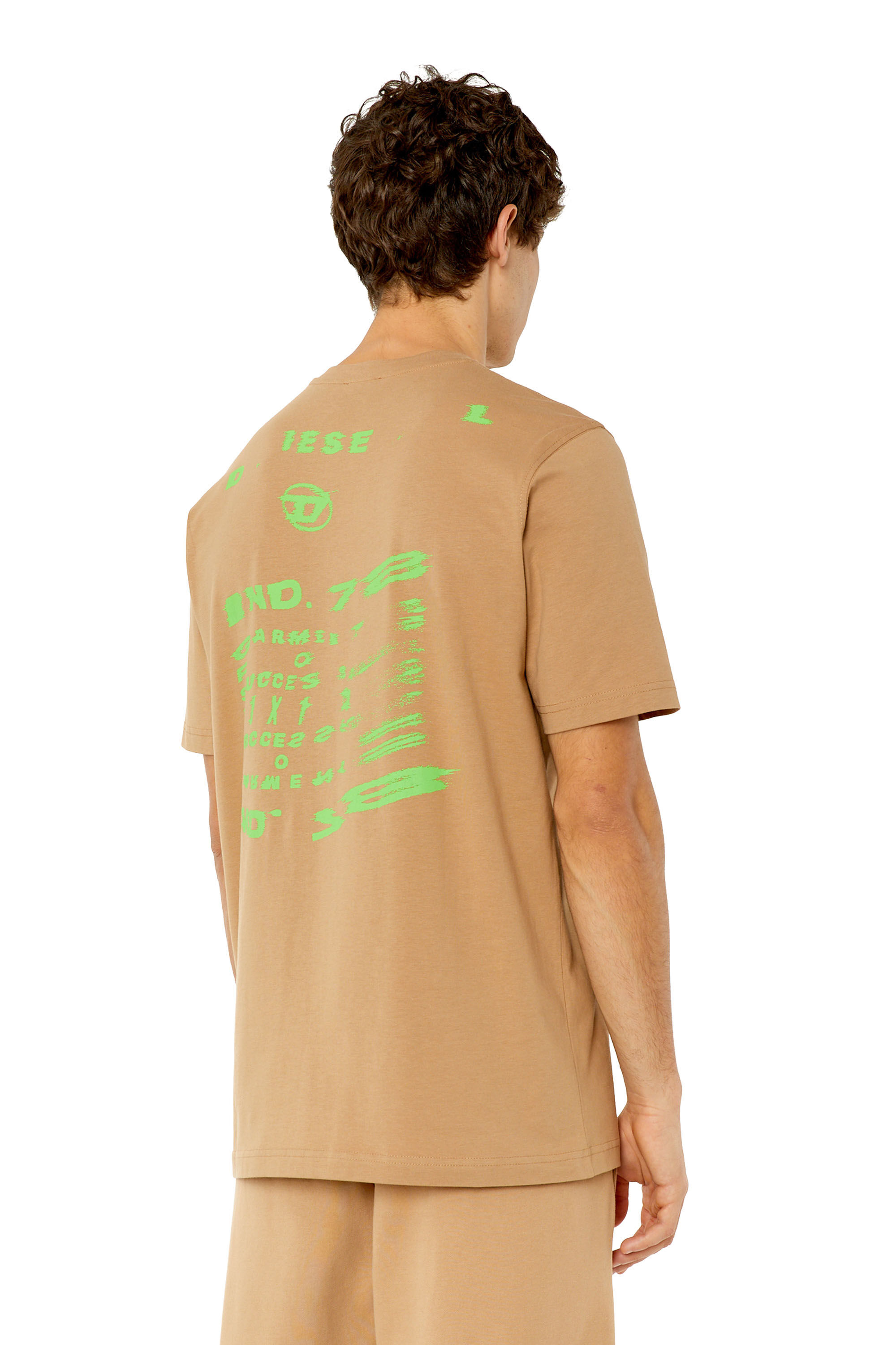 Diesel - T-JUST-G9, Herren T-Shirt mit verzerrtem Logo-Print in Beige - 4