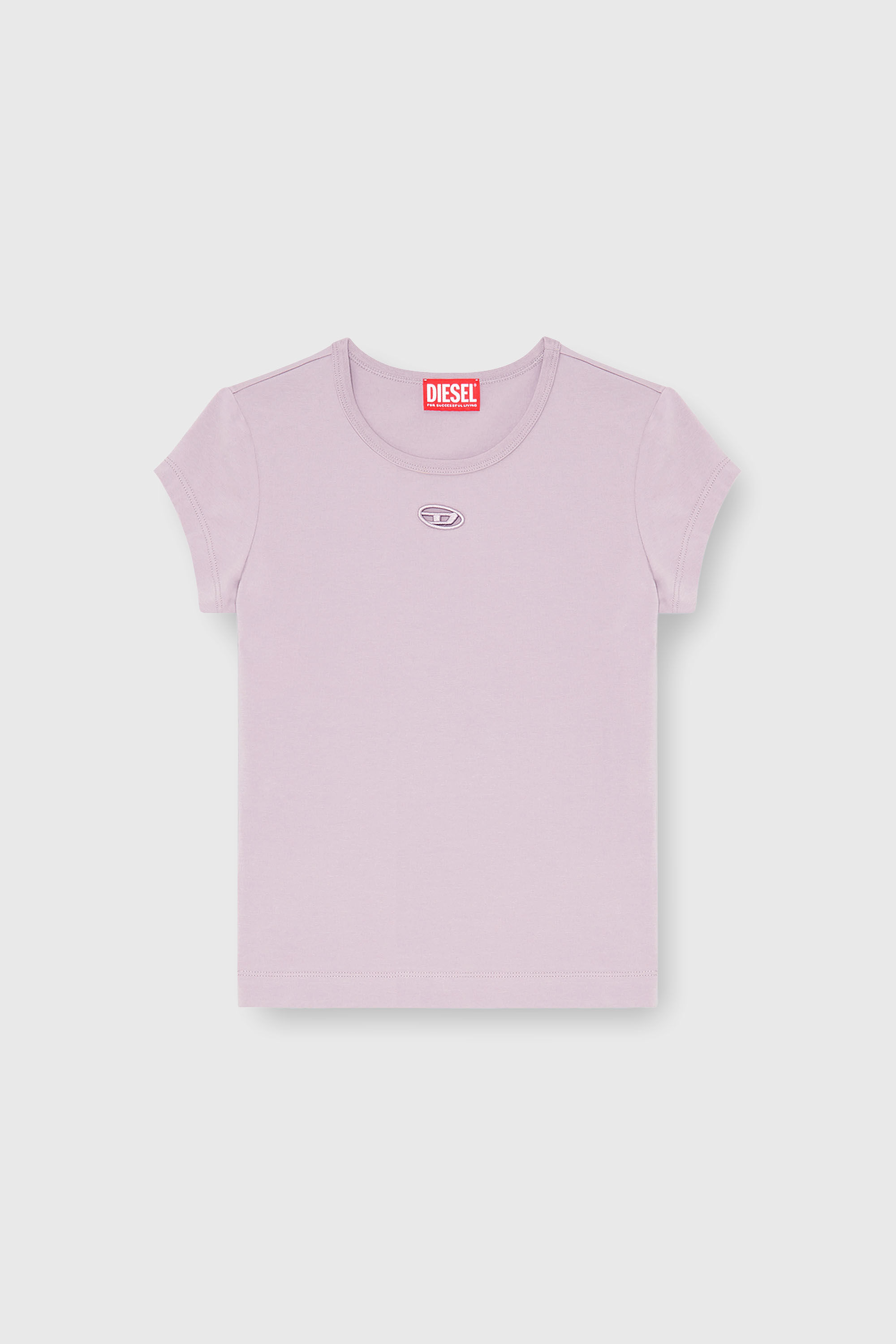 Diesel - T-ANGIE-OD, Damen T-Shirt mit ausgeschnittenem, besticktem Logo in Lila - 2