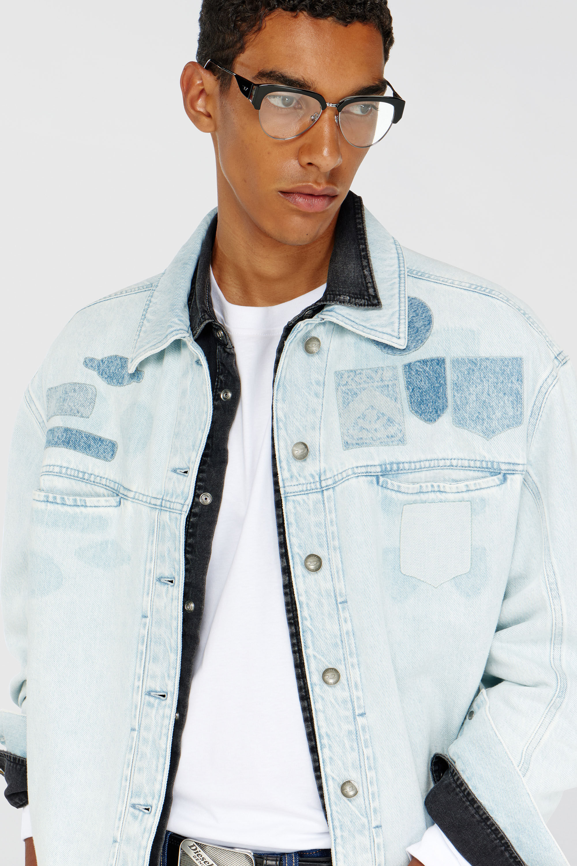 Diesel - D-RYMAVO-S, Unisex Denim overshirt mit patch-effekten in Hellblau - 5