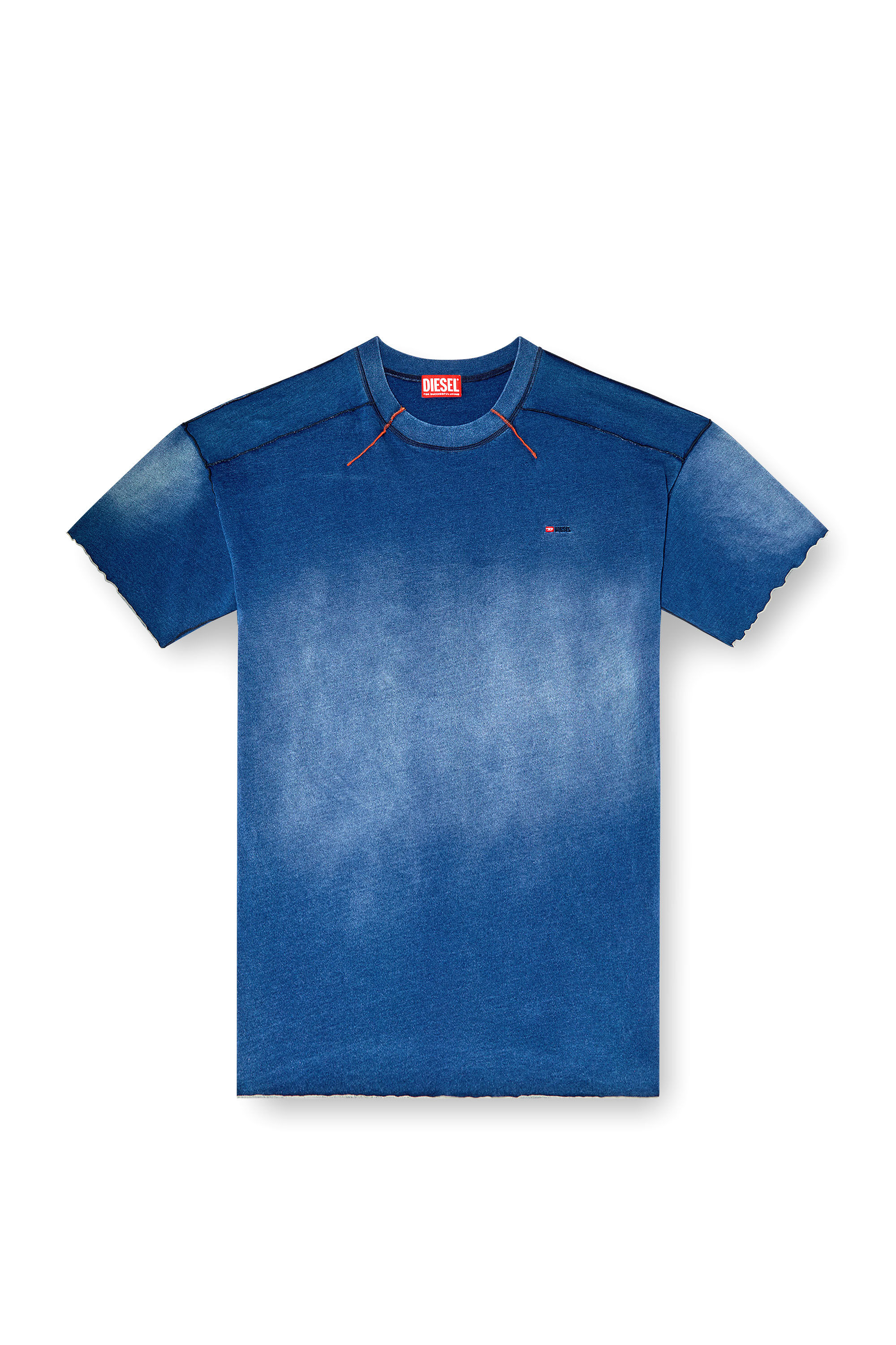Diesel - T-CRAO-BOXT, Herren Verblasstes T-Shirt mit Mikro-Logo in Blau - 2