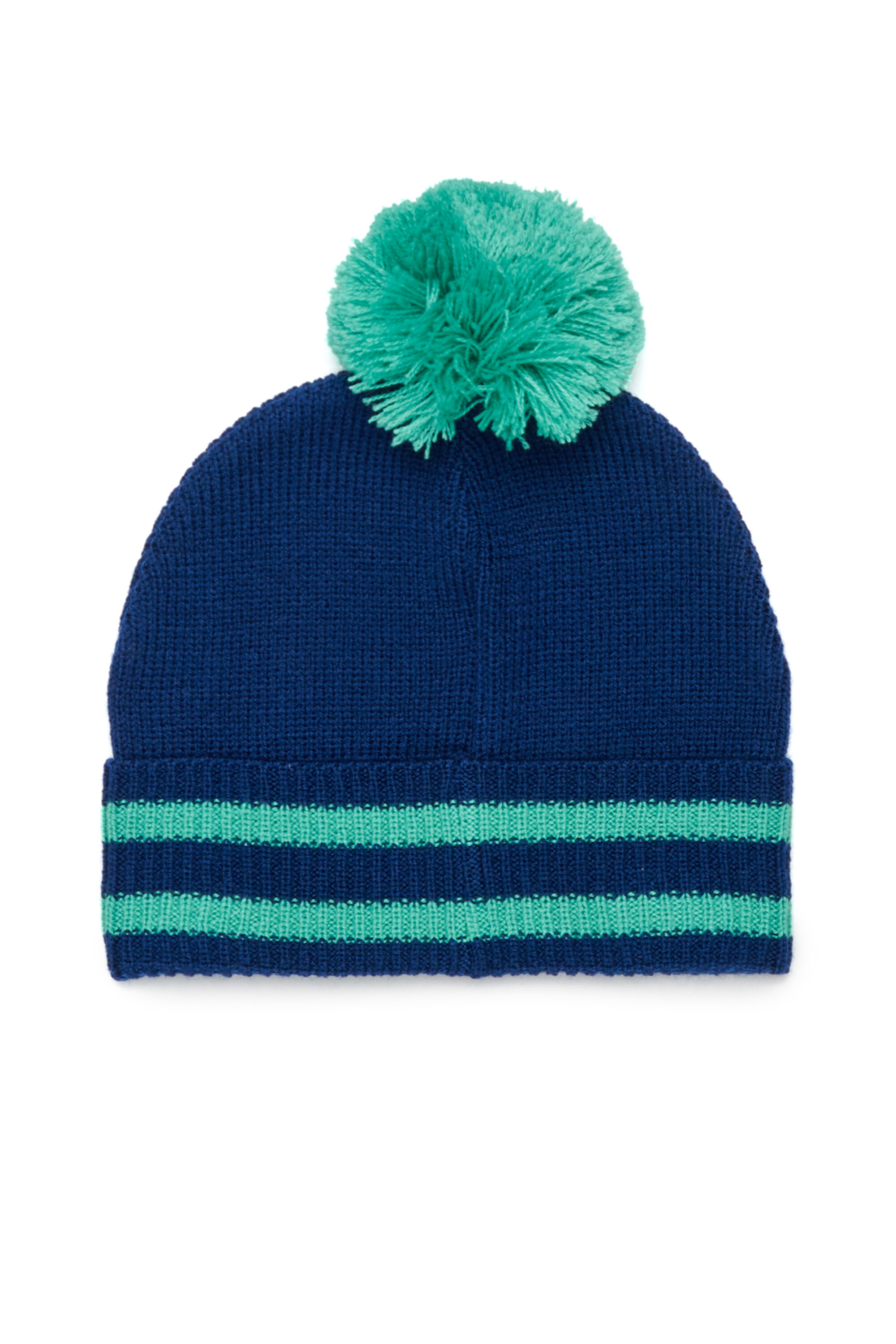 Diesel - FUTEEB, Unisex's Striped pom-pom beanie in wool blend in Blue/Green - 2