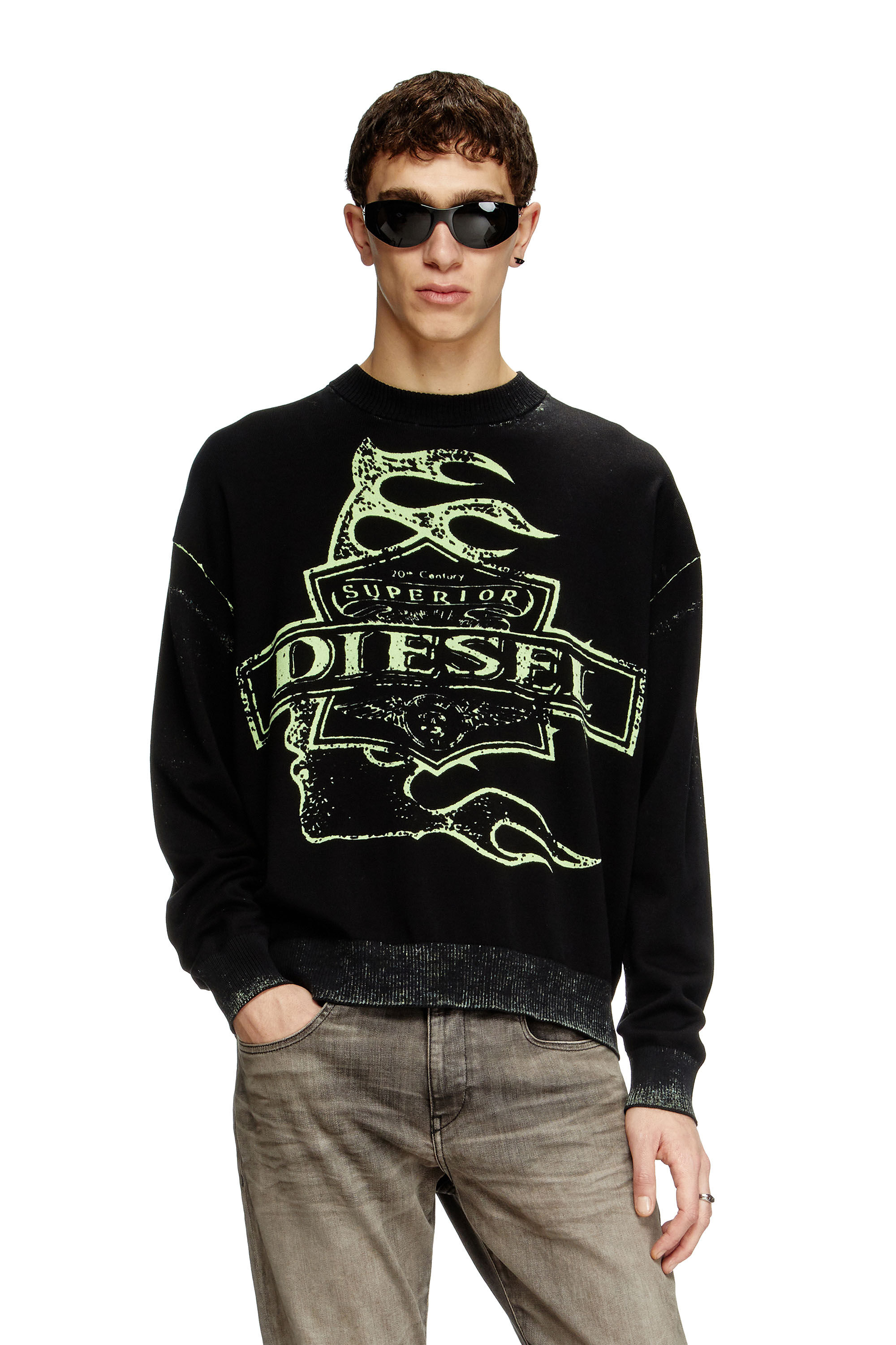 Diesel - K-BELEZ, Herren Logo-Pullover mit Reverse-Print in Schwarz - 3