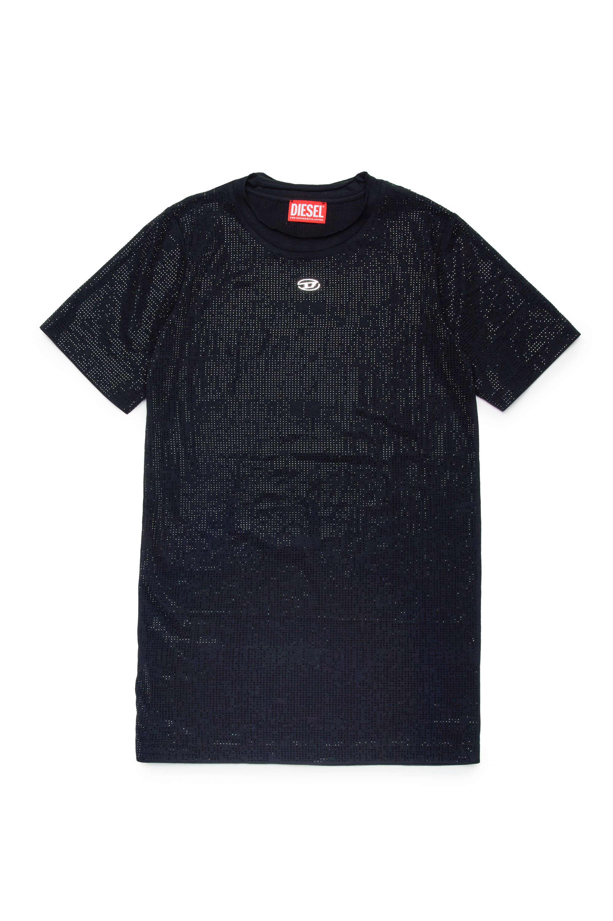 Diesel - DARYX, Woman T-shirt dress with micro-rhinestones in Black - Image 1