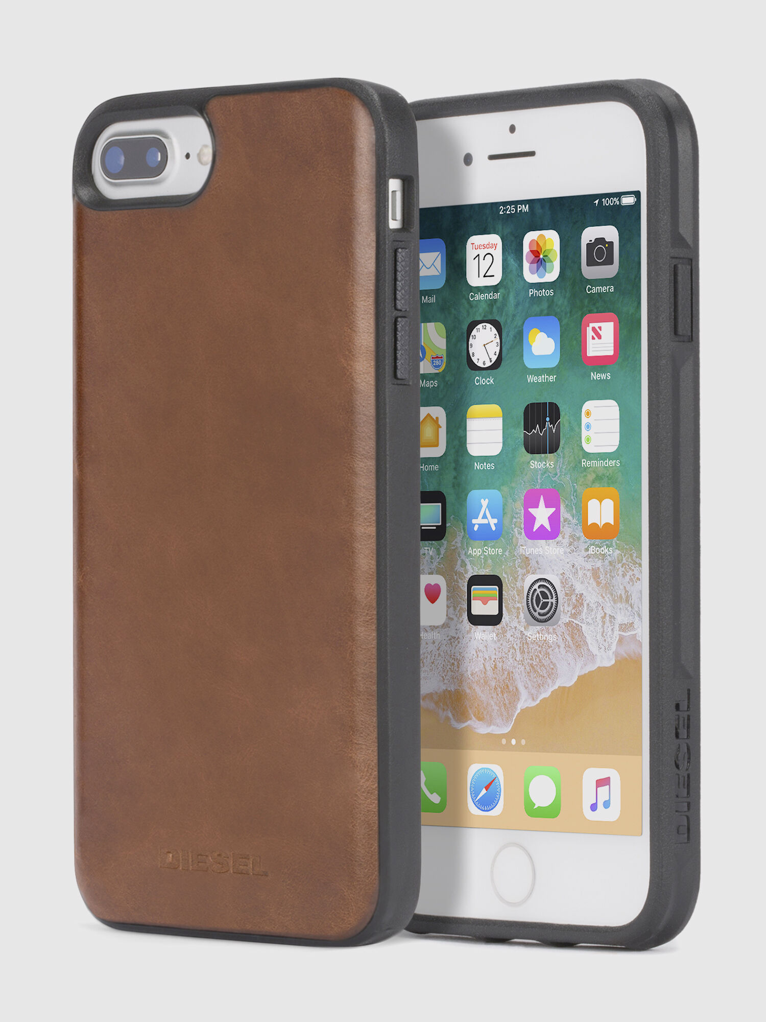Diesel - BROWN LEATHER IPHONE 8 PLUS/7 PLUS/6s PLUS/6 PLUS CASE, Unisex Braune Schutzhülle, iPhone 8Plus/7Plus/6s Plus/6Plus in Braun - 1
