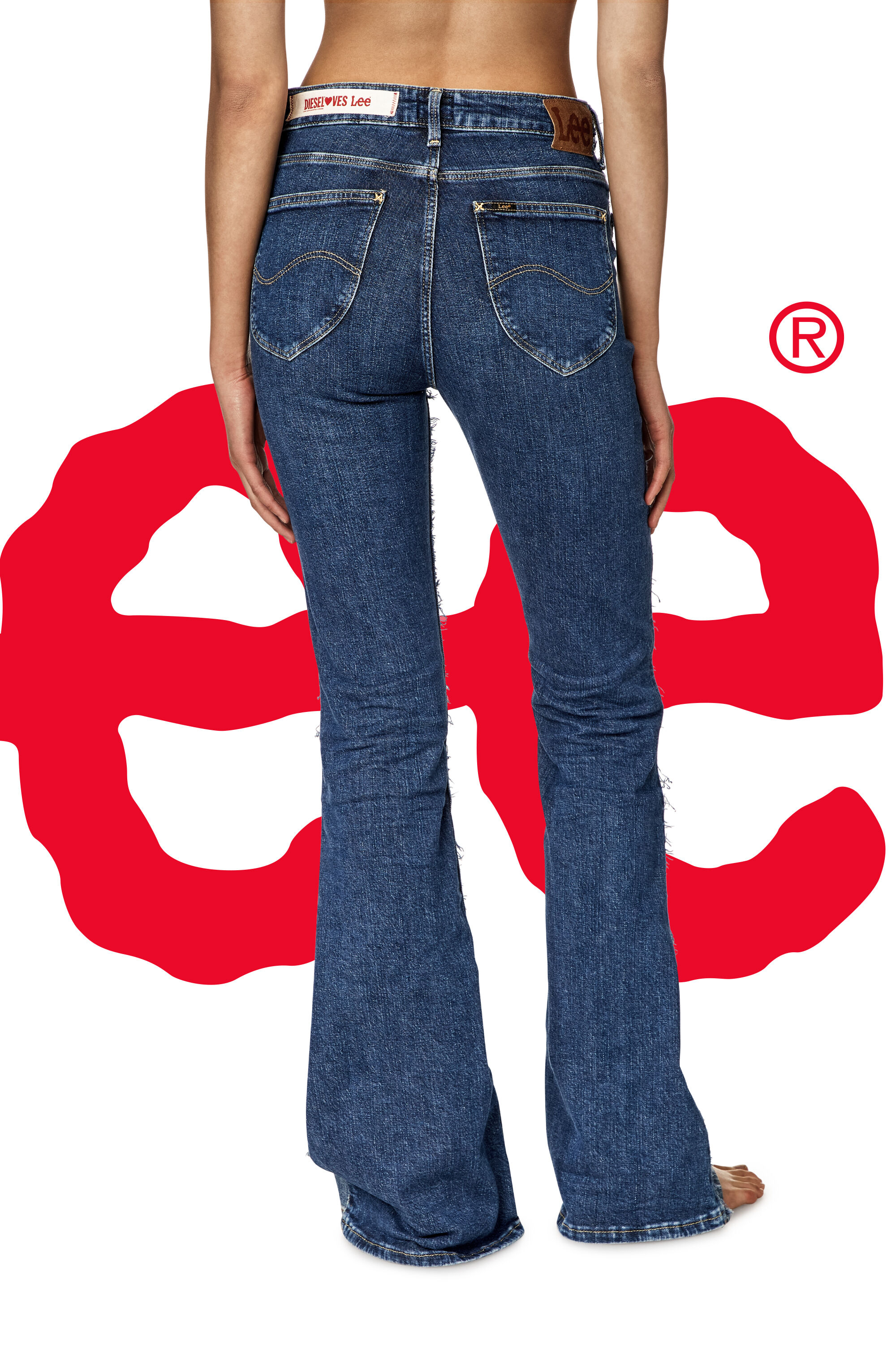 Diesel - Bootcut and Flare Jeans Dieseloves 01 09K46, Mittelblau - Image 6