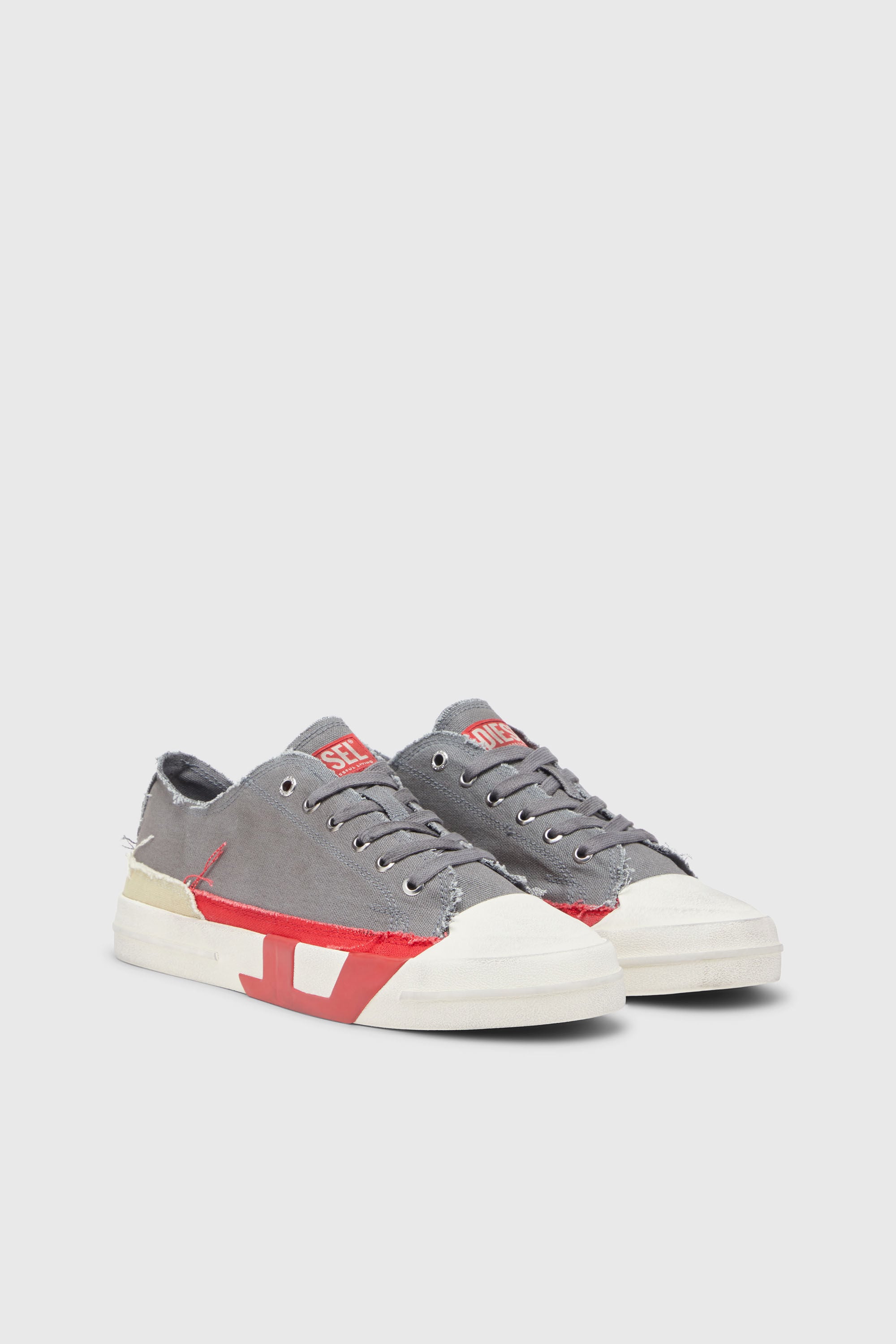 Diesel - S-D-VERSE LOW, Herren S-D-Verse-Canvas-Sneakers mit Schmutz-Effekt in Grau - 2