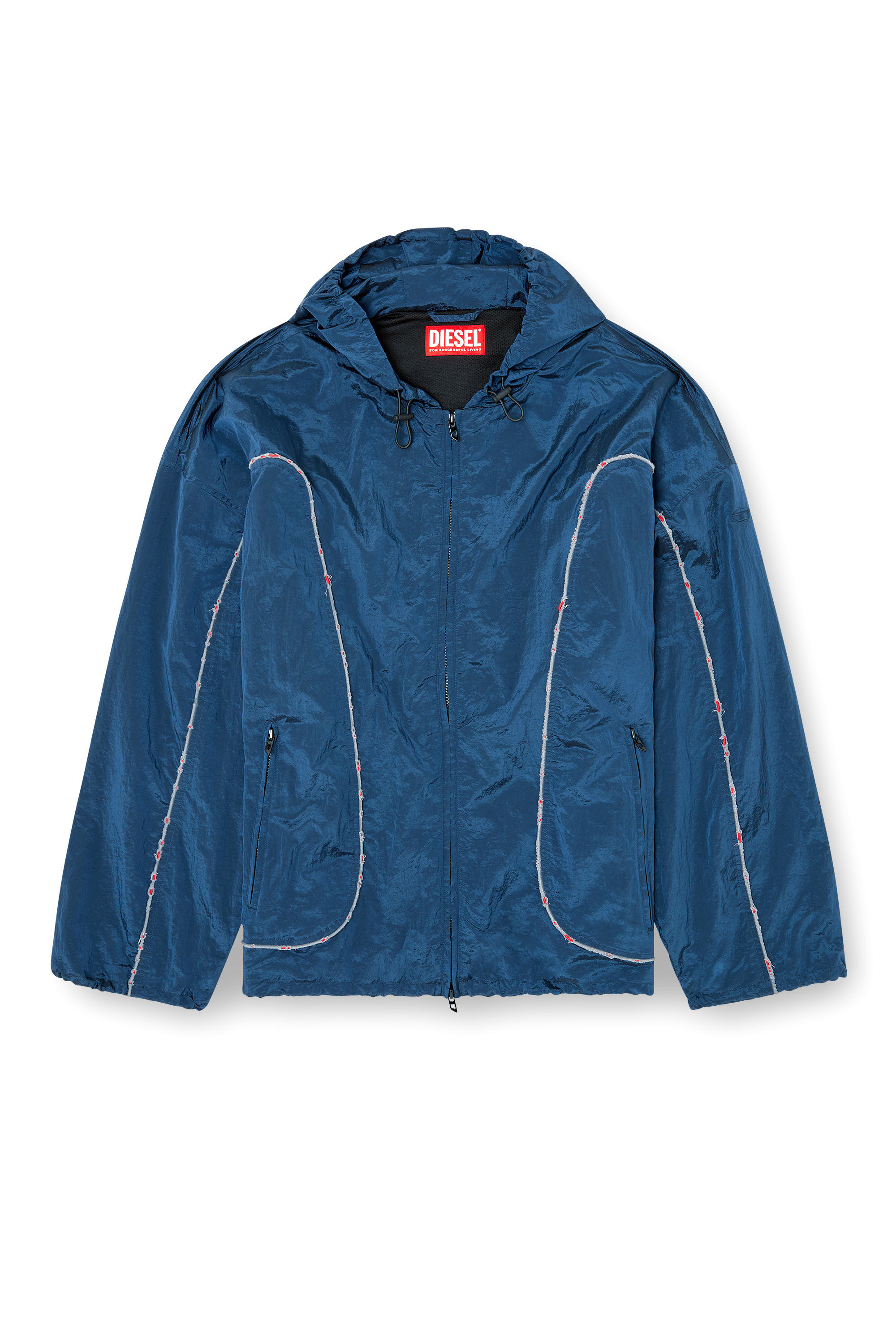 Diesel - J-ANTHEIT, Herren Windjacke mit Destroyed-Paspelierung in Blau - 2
