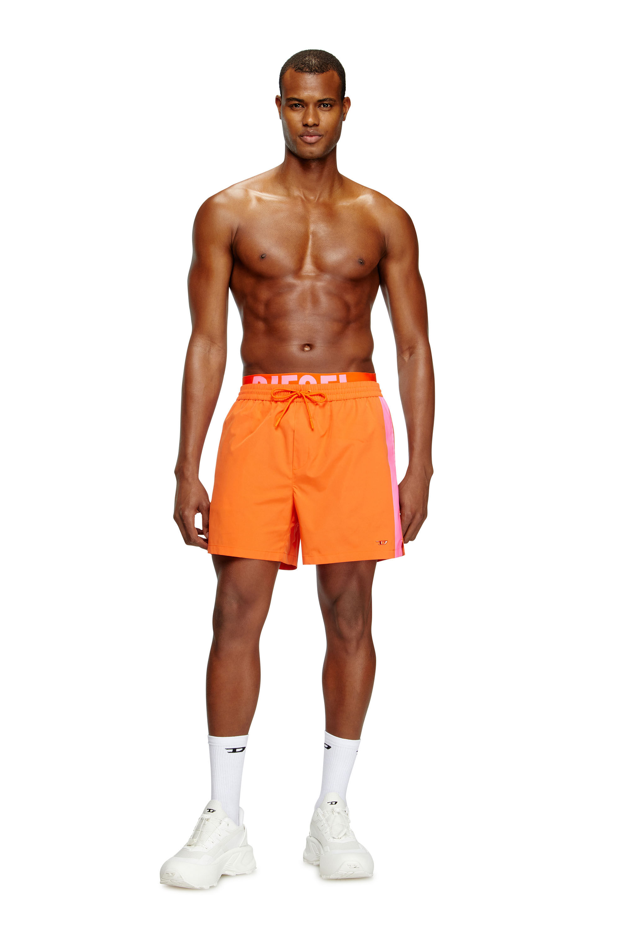 Diesel - VISPER-41-D-POP, Herren Mittellange Badeshorts mit Hybrid-Bund in Orange/Rosa - 2