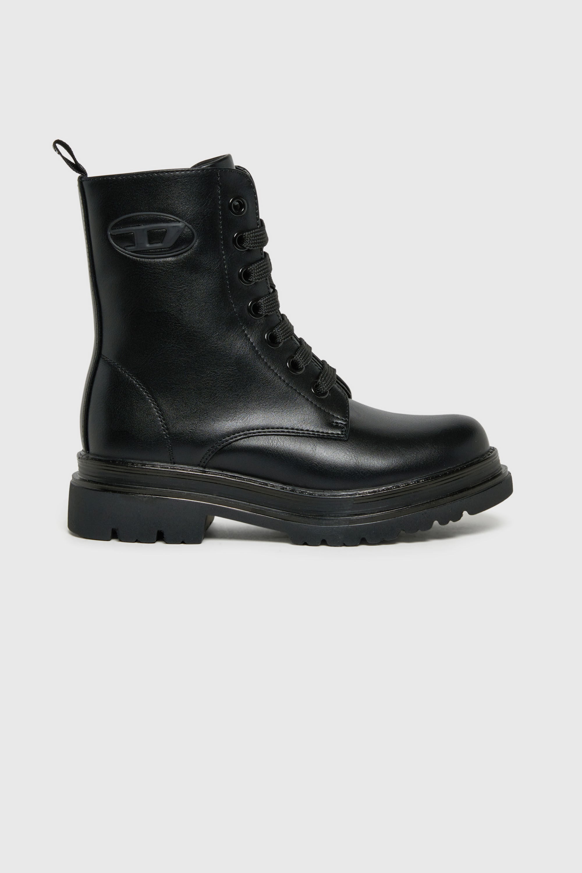 Diesel - D-ANFISTR-PU, Unisex D-Anfistr- Combat Boots mit gepr&auml;gtem Oval D Logo in Schwarz - 1