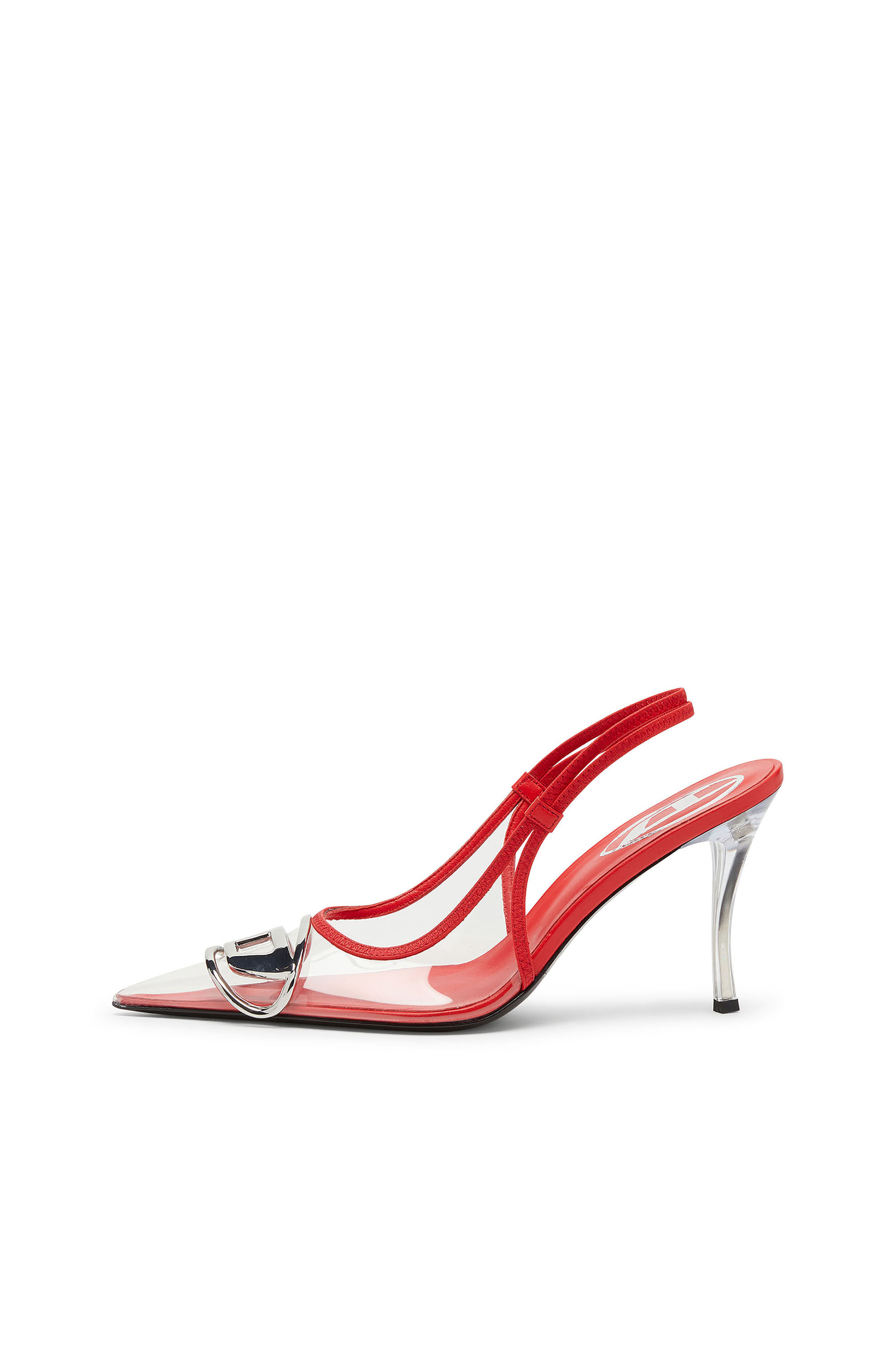 Diesel - D-VENUS SB, Damen D-Venus-Lederslingbackpumps mit transparentem Einsatz in Rot - 8