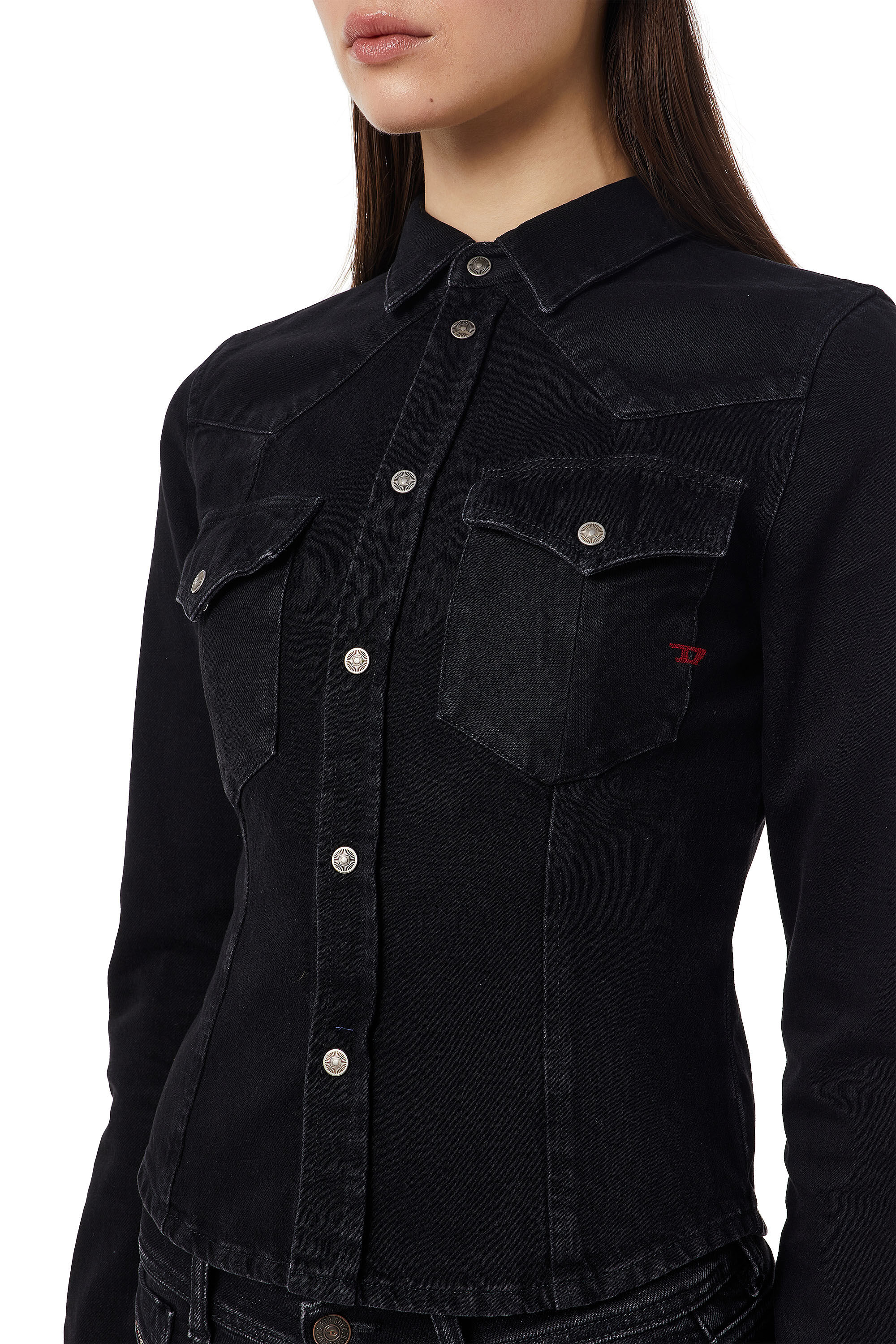 Diesel - DE-RIN WESTERN SHIRT, Schwarz/Dunkelgrau - Image 5