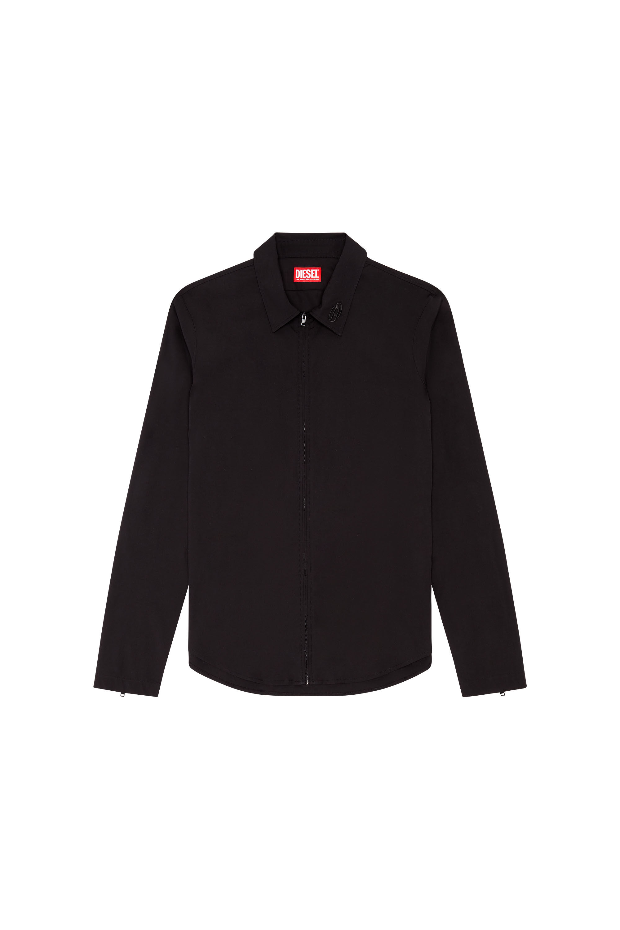 Men's Logo-embroidered zip shirt | Black | Diesel