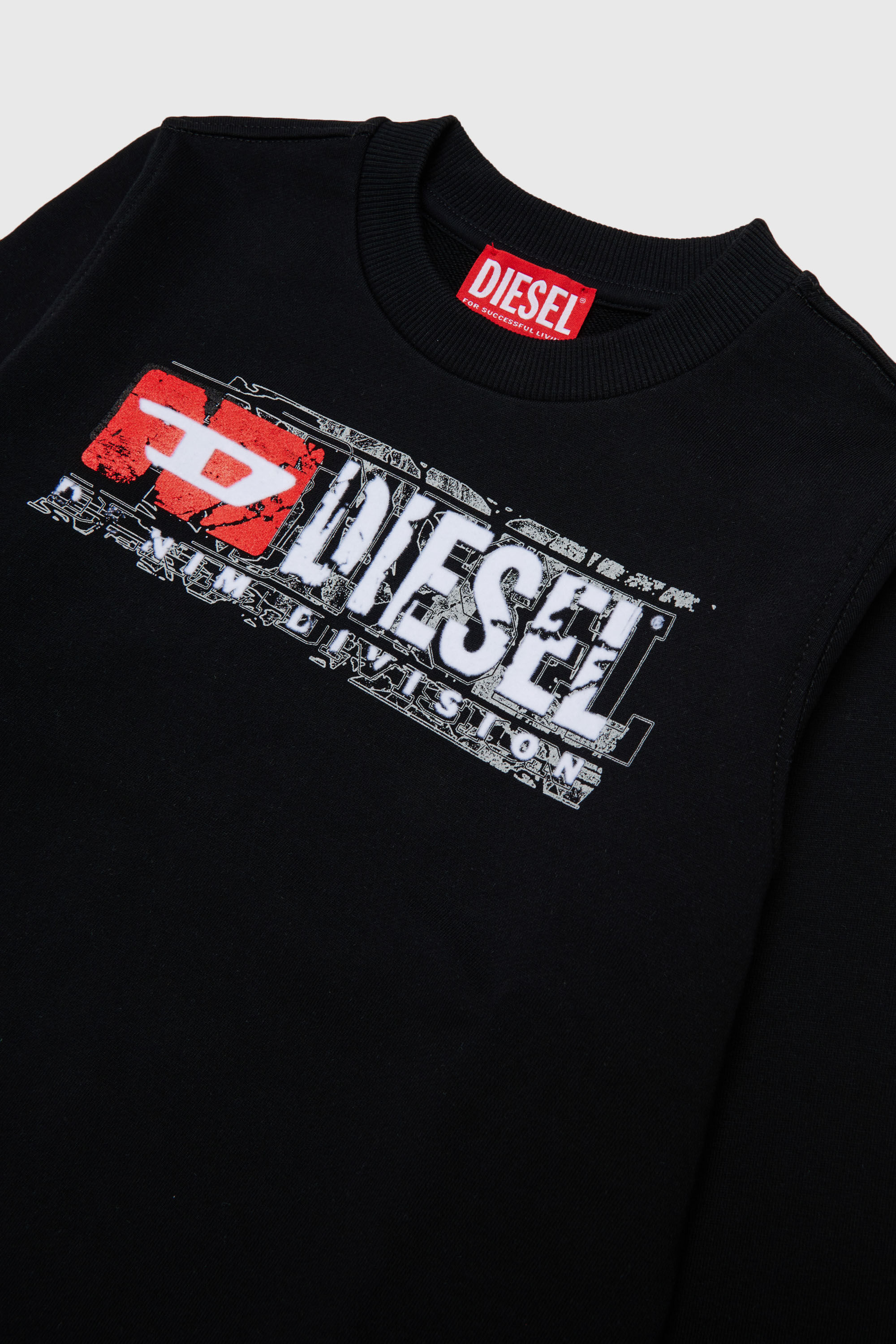Diesel - SLOMIX, Herren Sweatshirt mit logo im distressed-look in Schwarz - 3