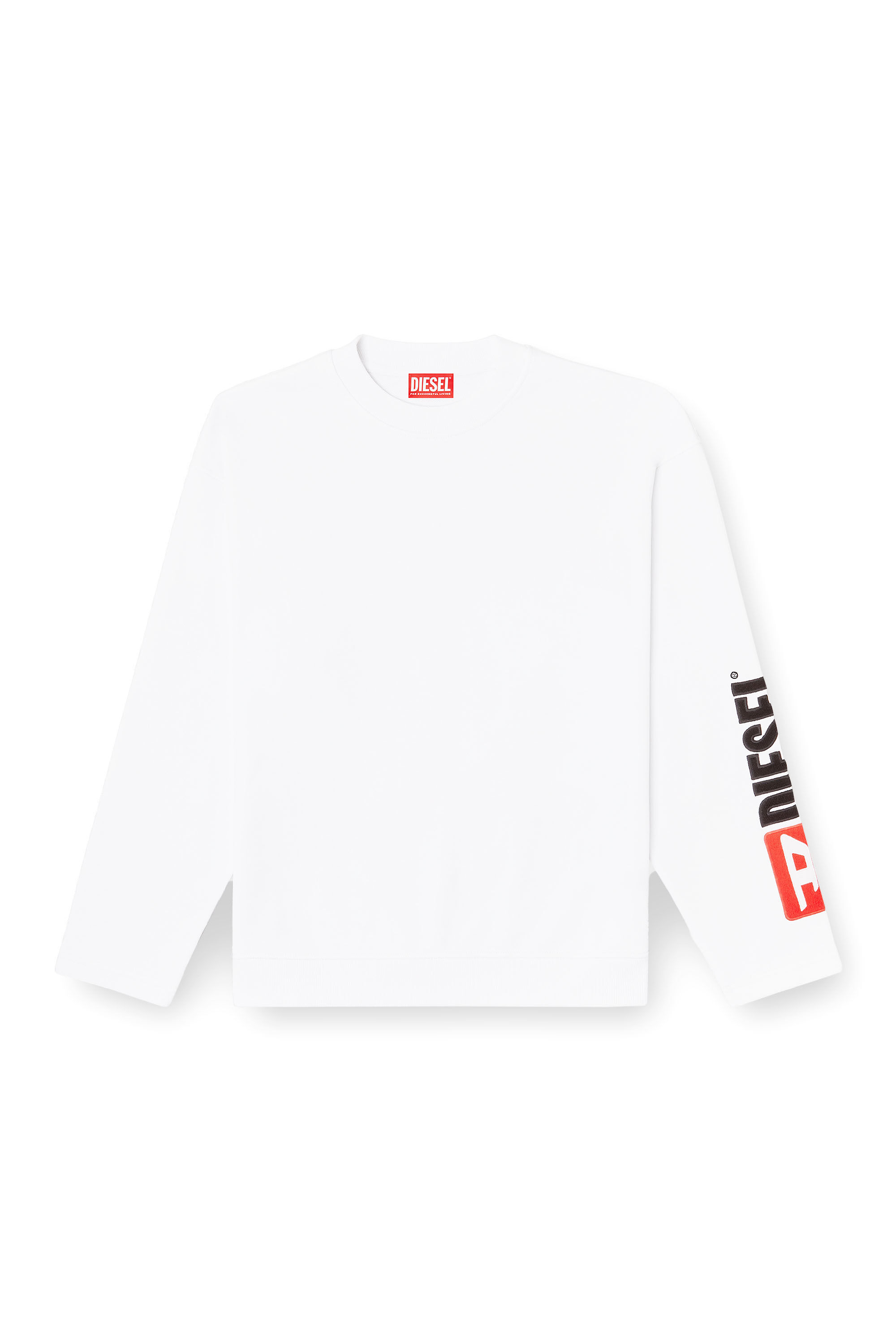 Diesel - S-BOXT-NC-DIV, Man's Crewneck sweatshirt with logo patch embroidery in White - 2