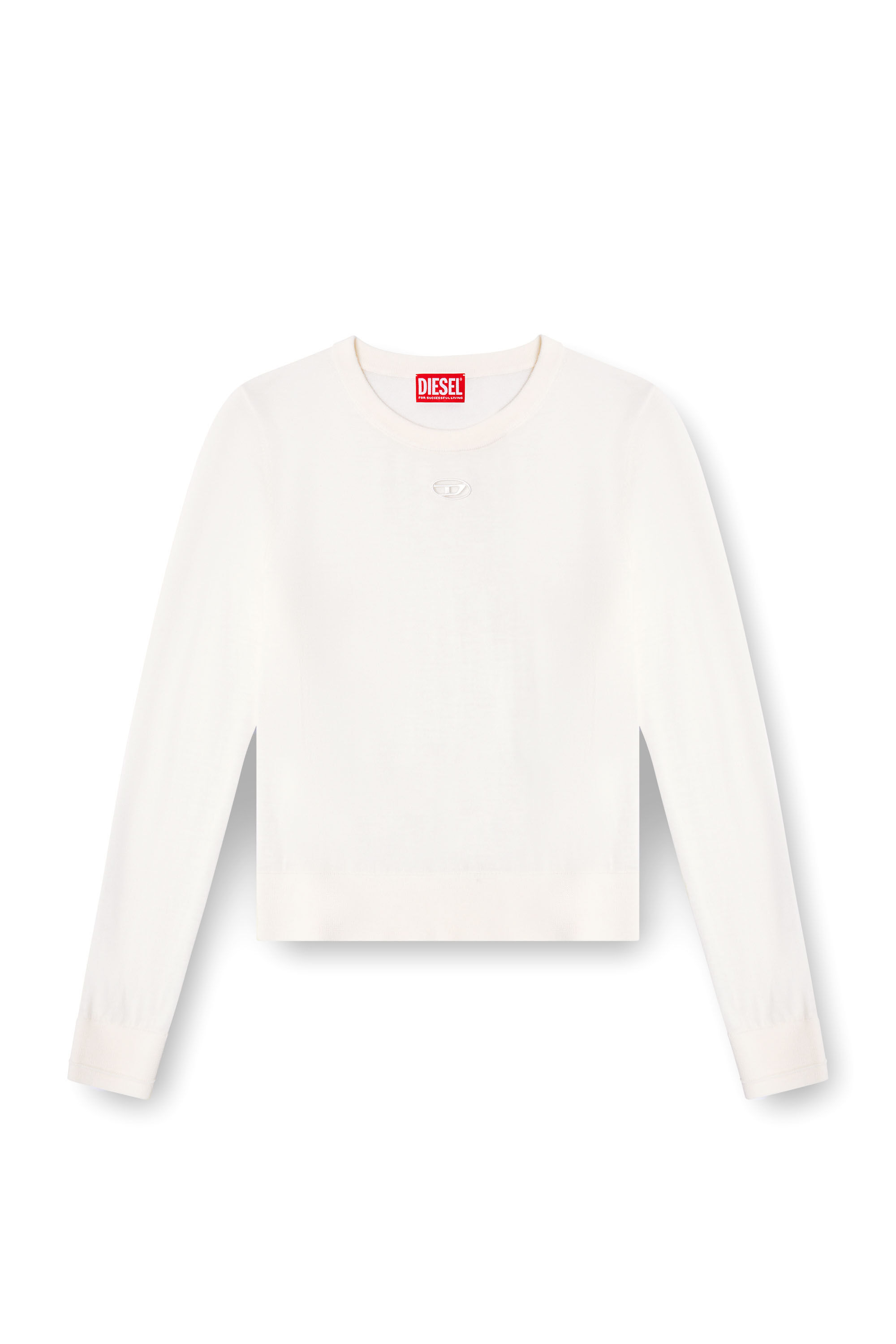 Diesel - M-ALINESA, Damen Pullover aus Wolle mit Cut-out-Logo in Weiß - 2