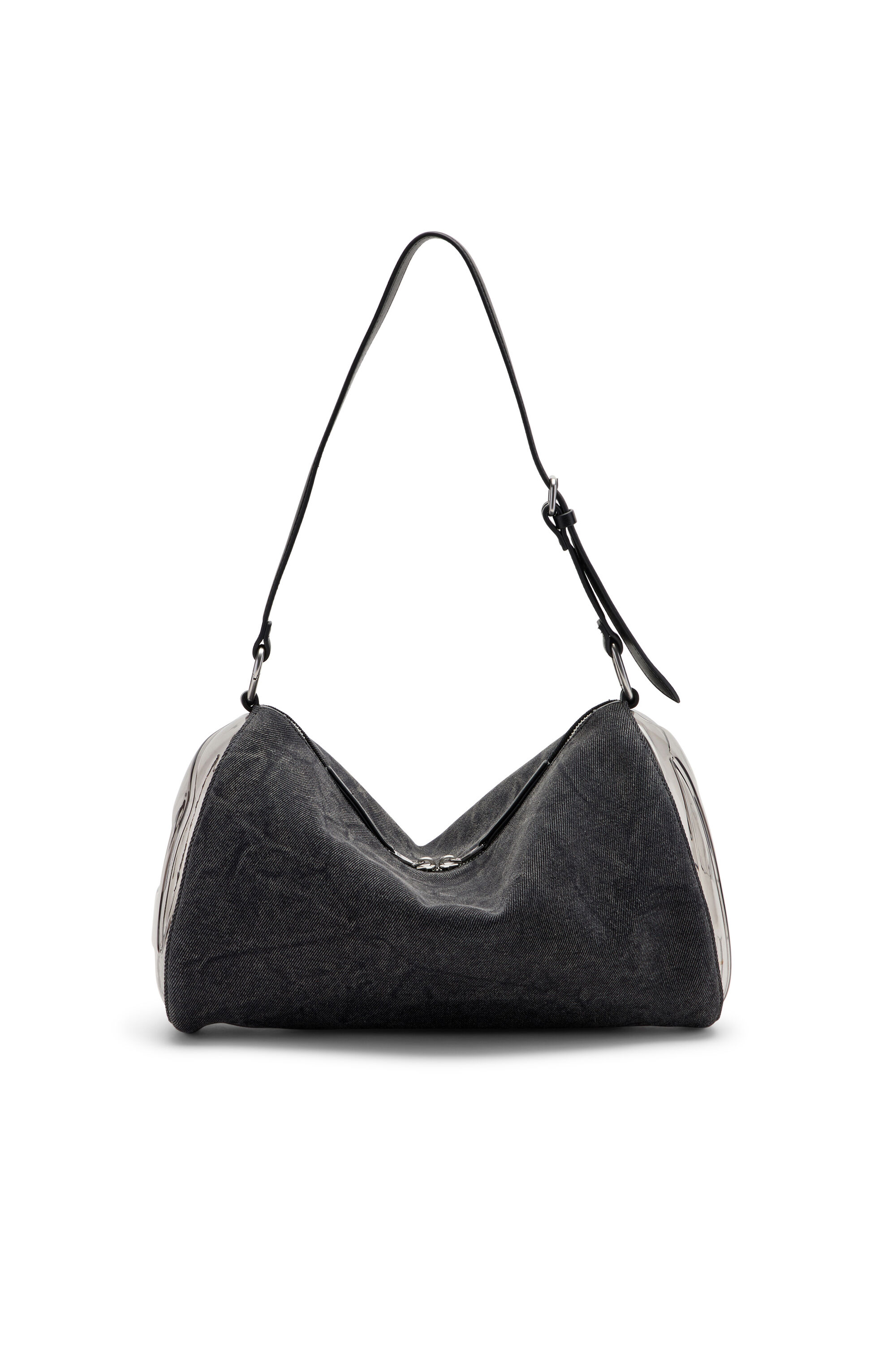 Diesel - LOAD-D SHOULDER BAG X, Unisex Load-D-Shoulder Bag mit transparenten ovalen D-Seiten in Schwarz - 1