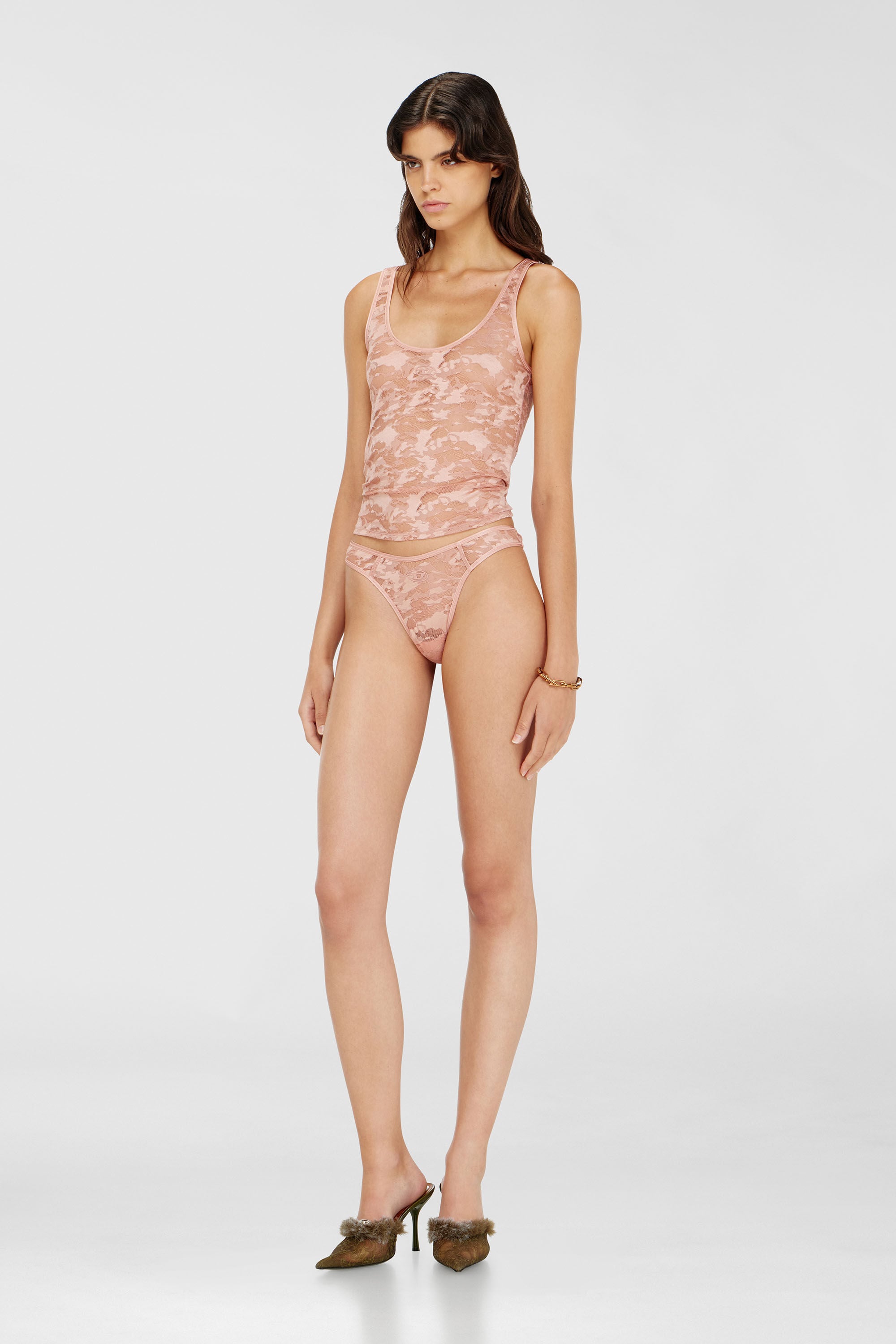 Diesel - MICRO-PUNCHY-UTLT, Damen Thong aus Nylon-Spitze mit Oval D in Rosa - 1
