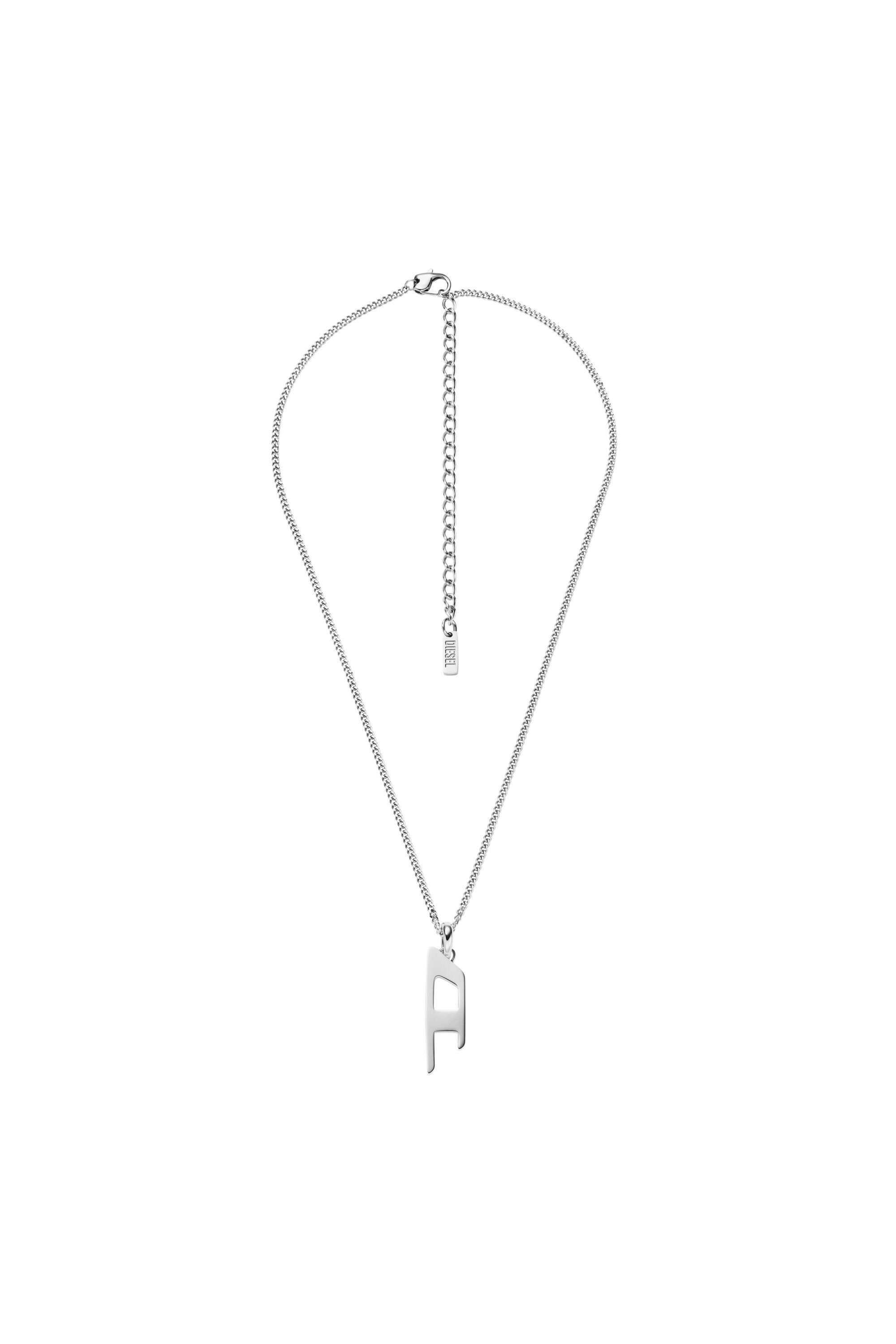 Diesel - DX1625040 JEWELLERY, Unisex Halskette mit D-Logo-Anhänger aus Edelstahl in Silber - 1