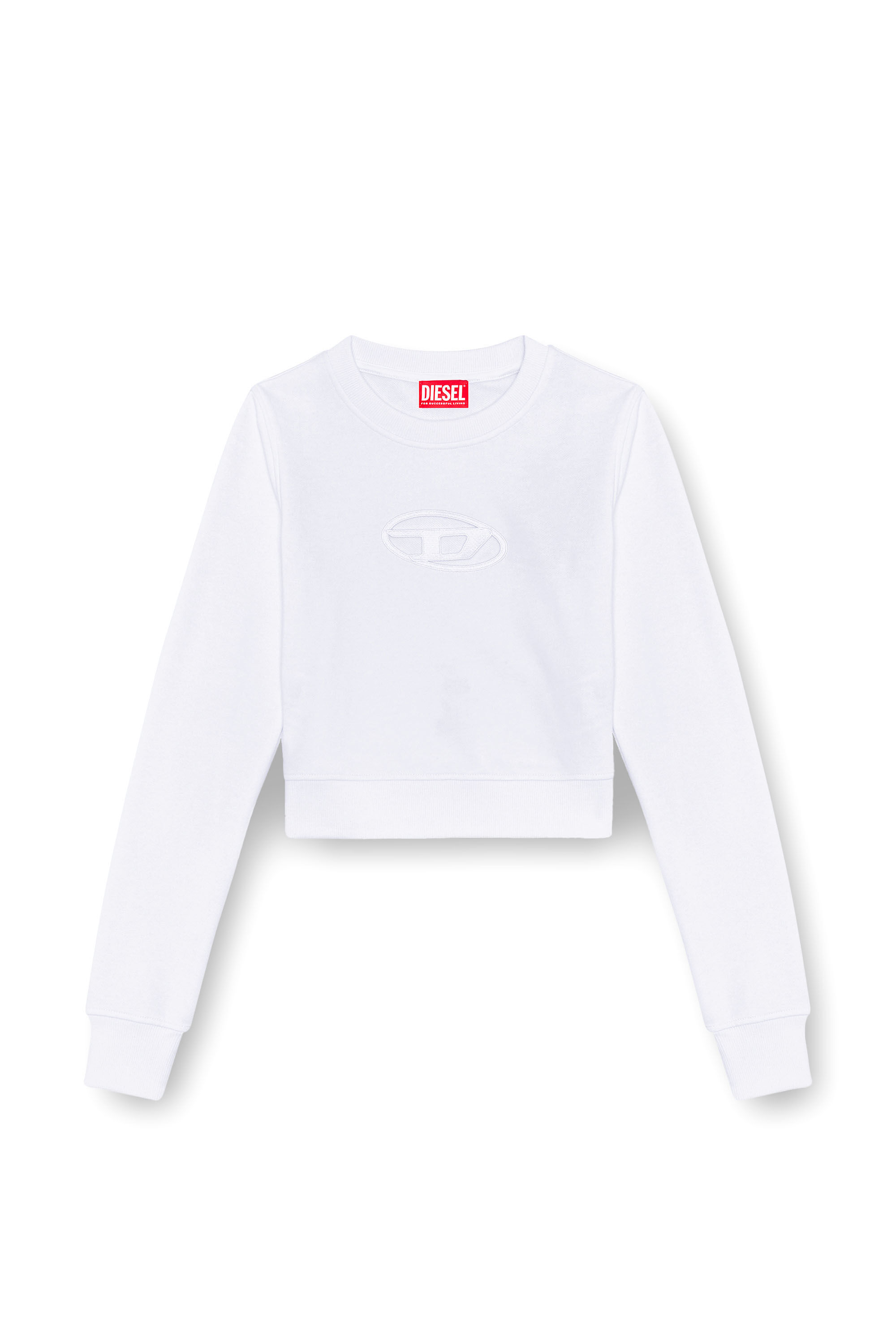 Diesel - F-SLIMMY-OD, Damen Kurzes Sweatshirt mit Cutout-Logo in Weiß - 2