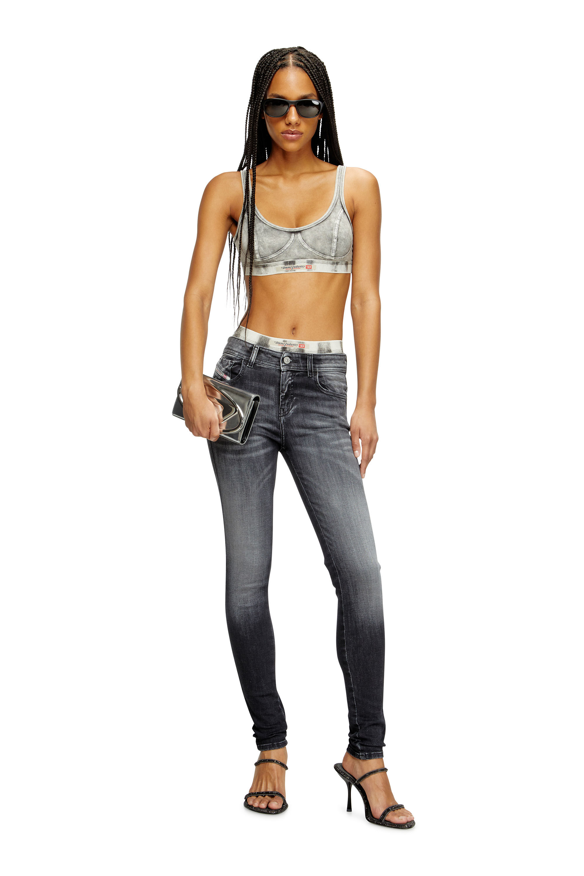Diesel - Damen Skinny Jeans 2017 Slandy 09K97, Schwarz/Dunkelgrau - 1