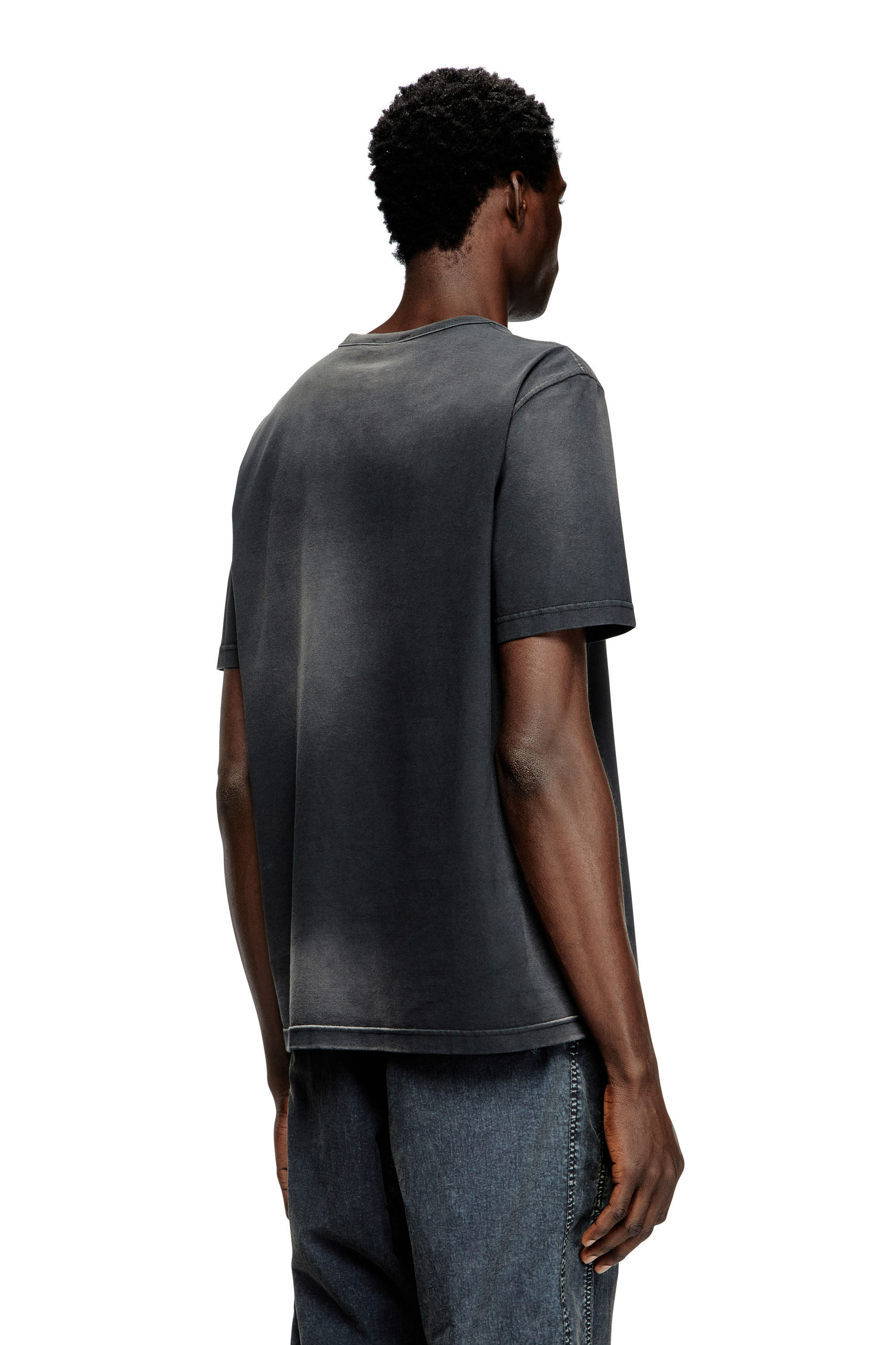 Diesel - T-ADJUST-T1, Herren Verblasstes T-Shirt mit Cutout-Oval D in Schwarz - 4