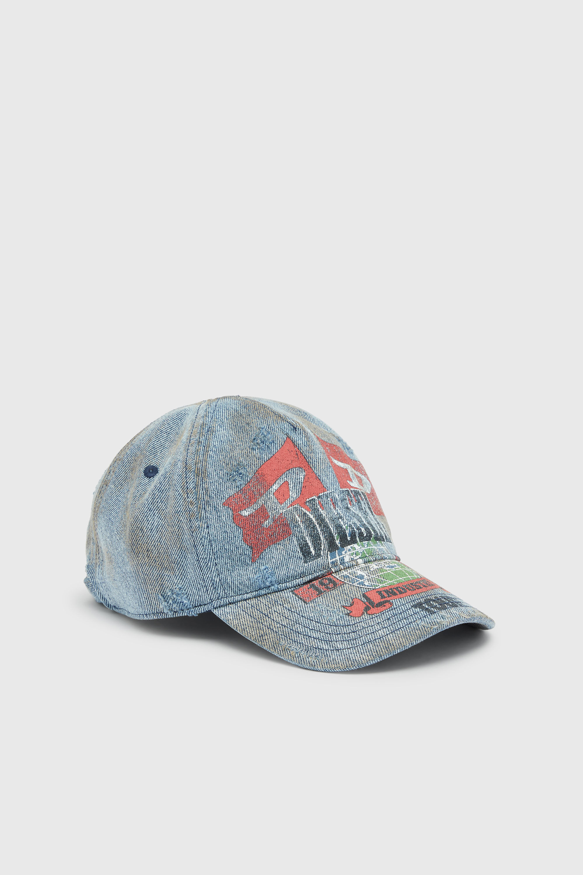 Diesel - C-ROCK, Herren Baseballkappe aus Denim mit Konzertgrafik in Hellblau - 1