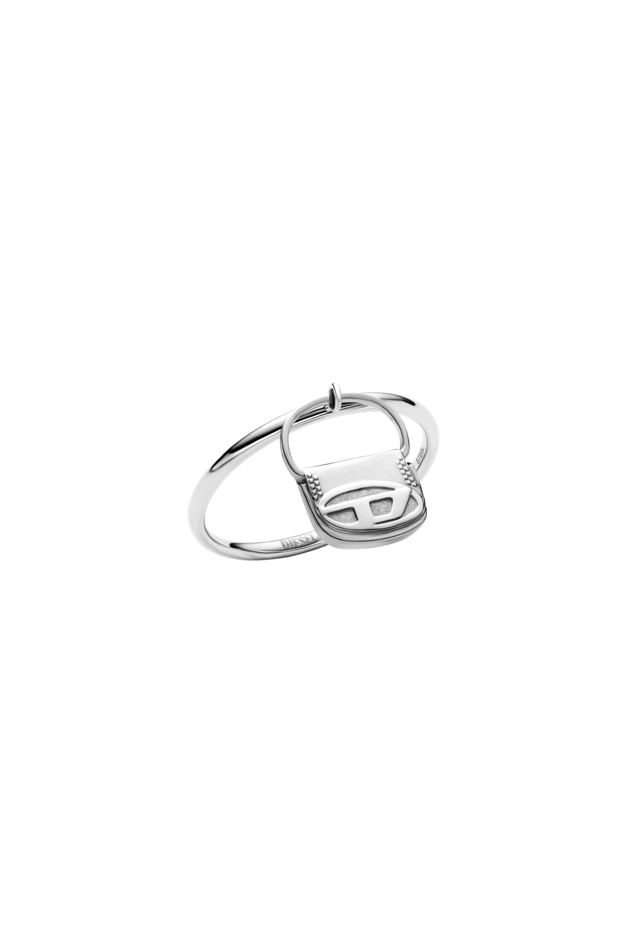 Diesel - DX1619040 JEWELLERY, Unisex Ring mit 1DR-Taschenanhänger aus Edelstahl in Silber - 1