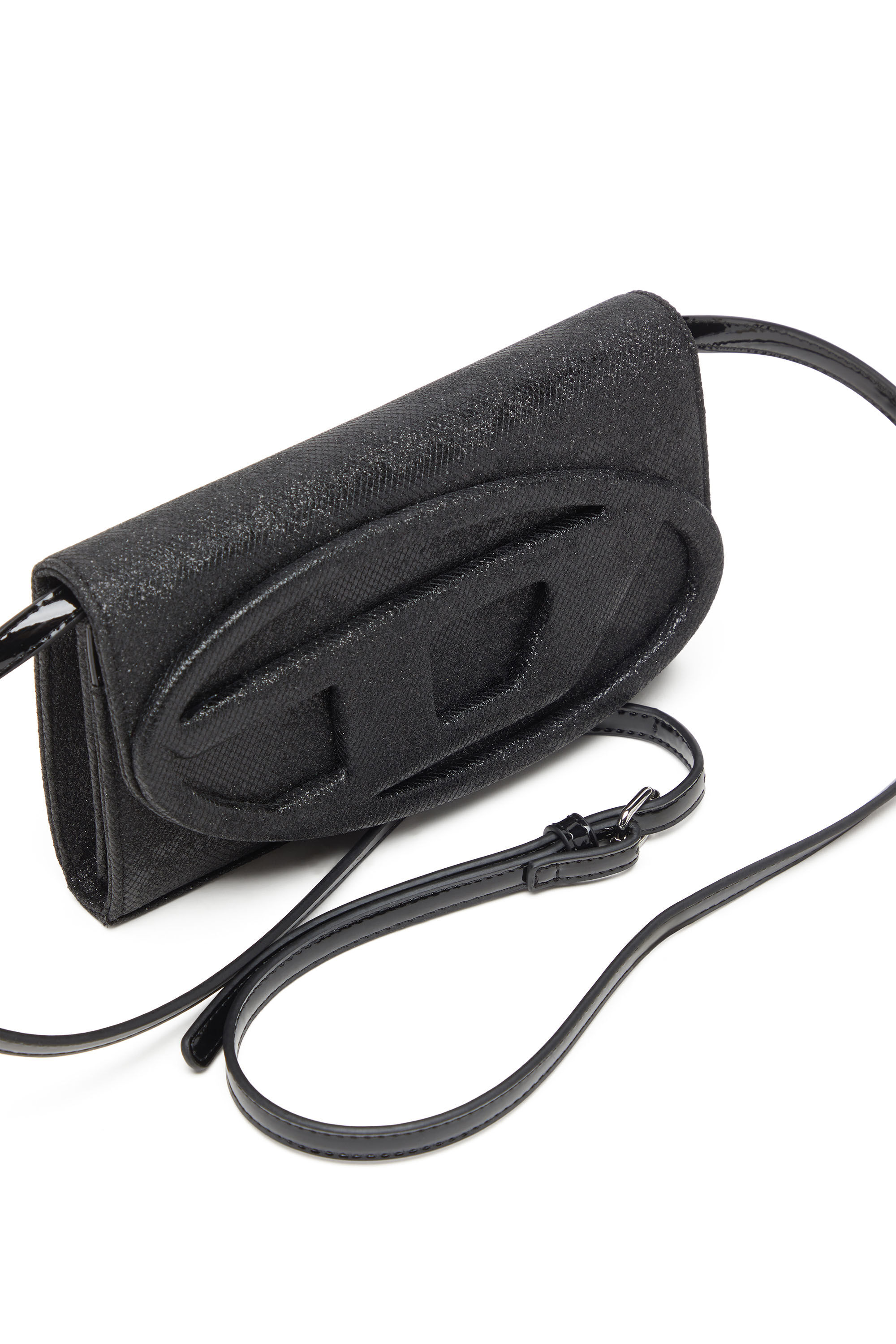 Diesel - 1DR WALLET STRAP, Damen Portemonnaie-Tasche aus Glitter-Camo-Lurex in Schwarz - 5