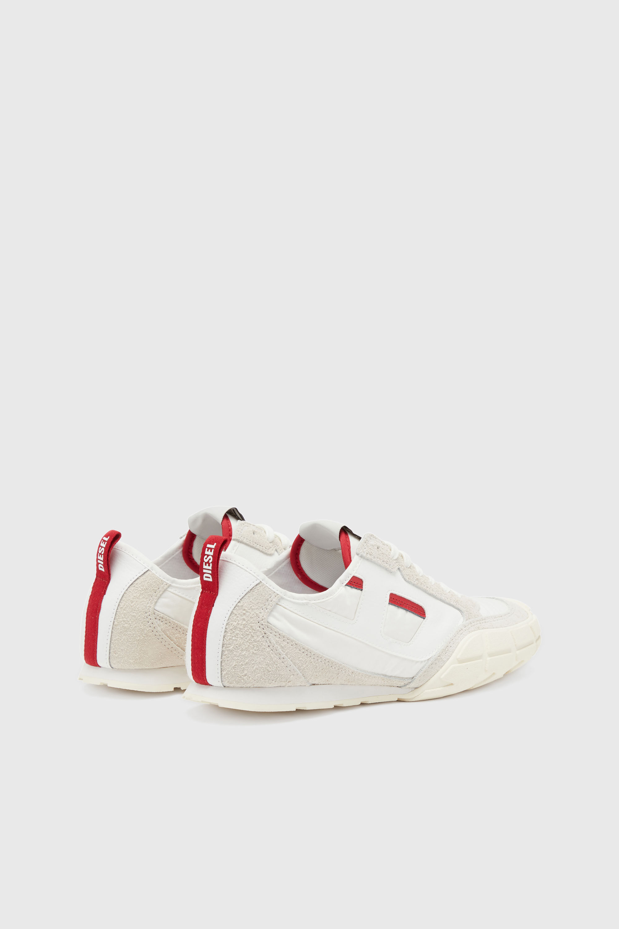 Diesel - S-PAGODHA LOW, Herren S-Pagodha-Sneakers aus Leder, Wildleder und Ripstop in Weiss/Rot - 3