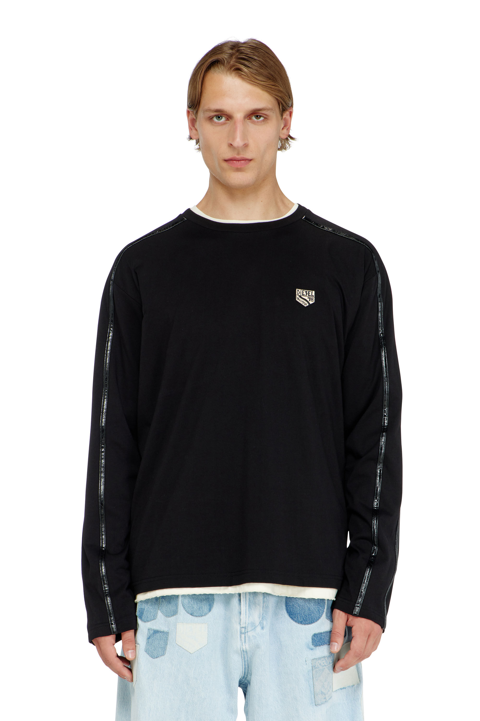 Diesel - T-NORM-LS-FL, Herren Langarm-T-Shirt mit tonalen Abschl&uuml;ssen in null - 3